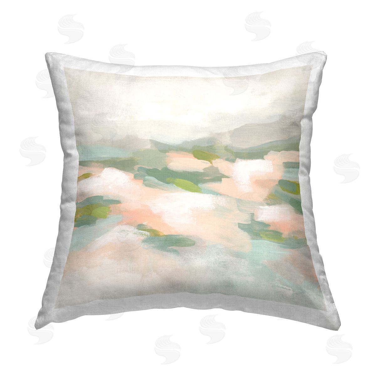 June Erica Vess Muted Pink Landscape Printed Plush Polyester Throw Pillow