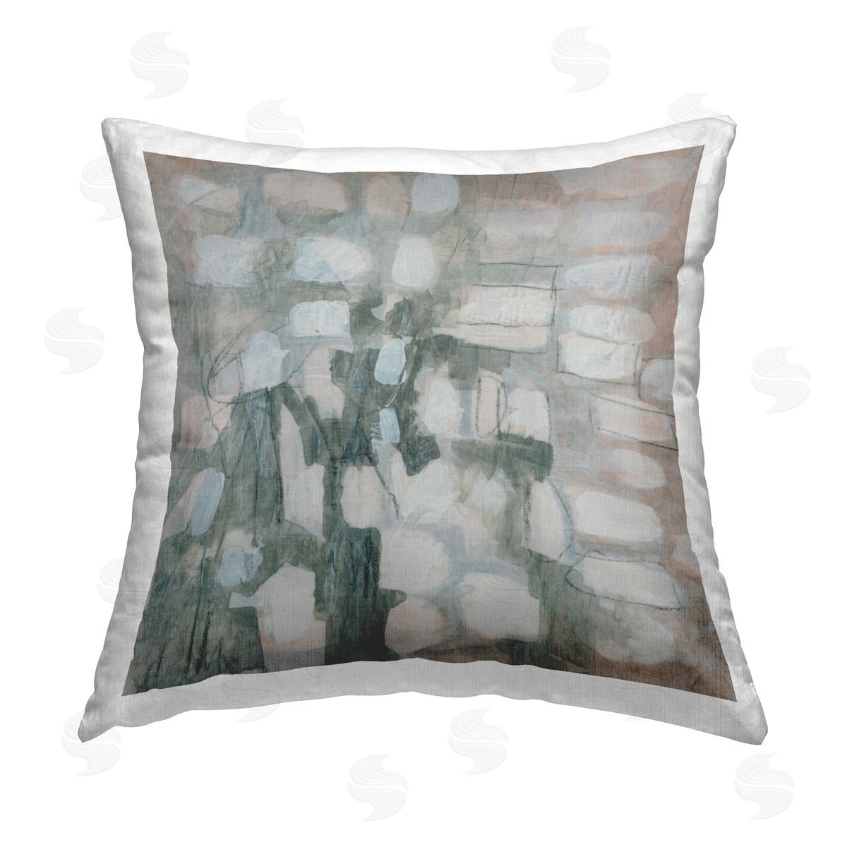 June Erica Vess Scattered Grey Shapes Printed Plush Polyester Throw Pillow