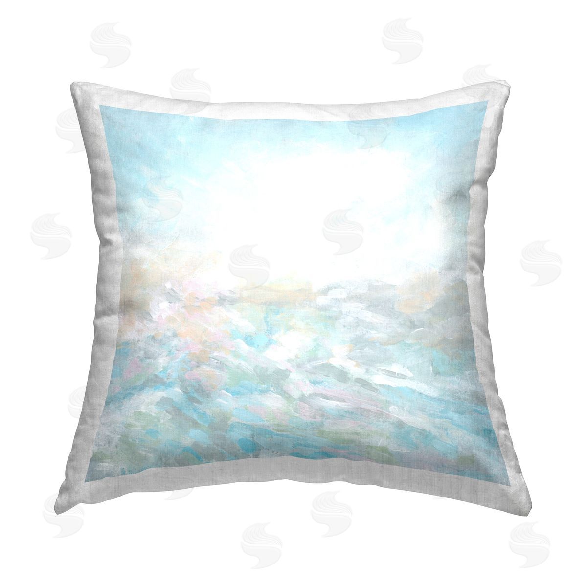 June Erica Vess Blue Subtle Landscape Printed Plush Polyester Throw Pillow