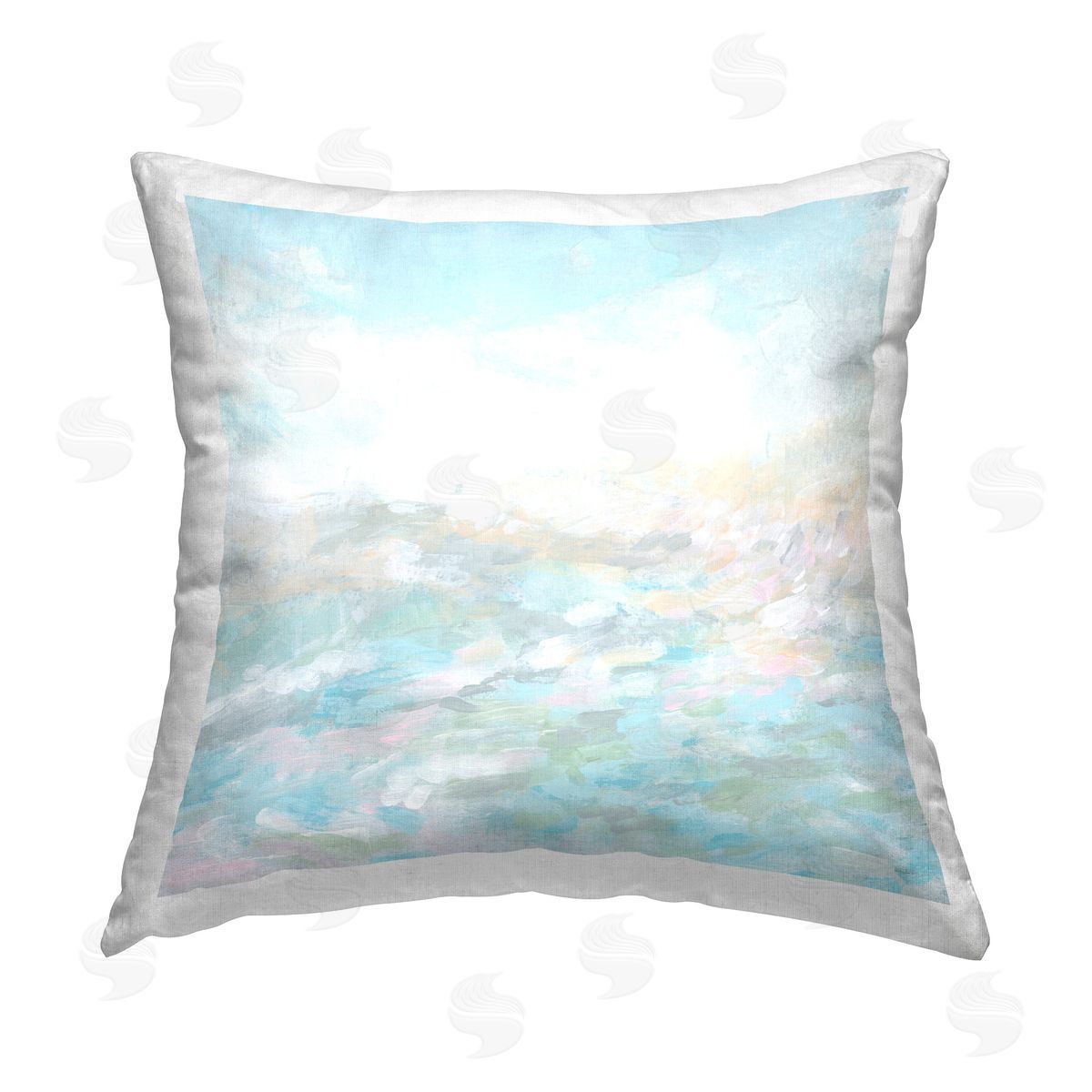 June Erica Vess Flowing Blue Landscape Printed Plush Polyester Throw Pillow