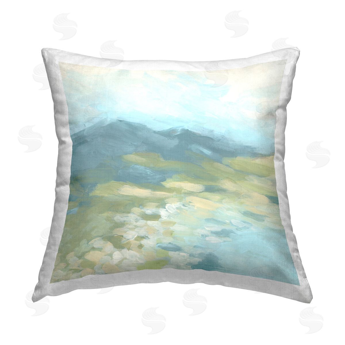 June Erica Vess Mountain & Lake Abstract Printed Plush Polyester Throw Pillow
