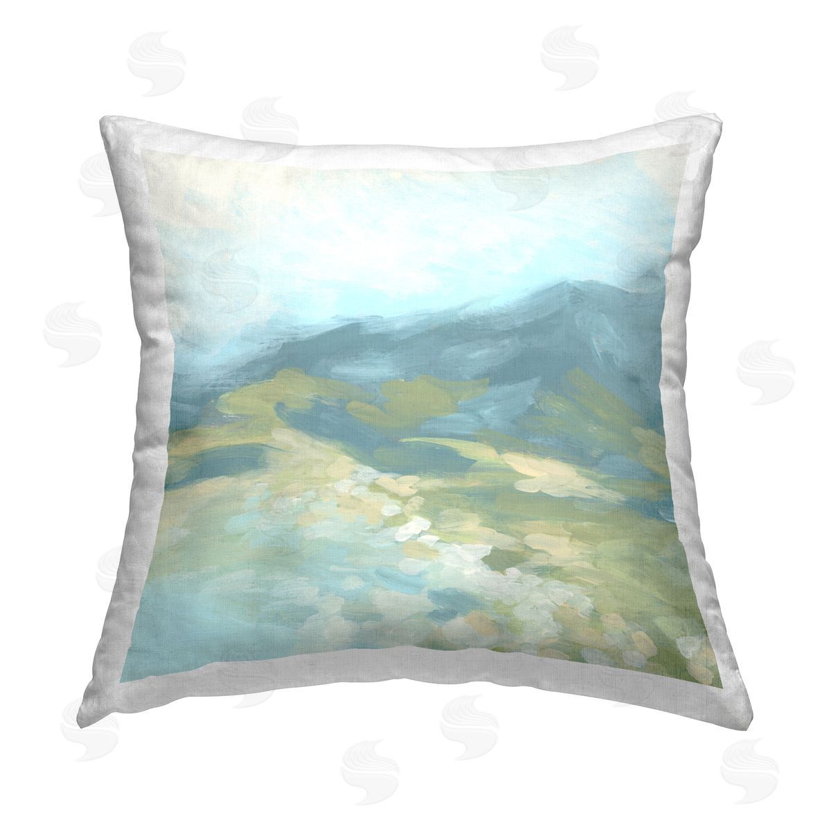 June Erica Vess Mountain Pond Abstract Printed Plush Polyester Throw Pillow
