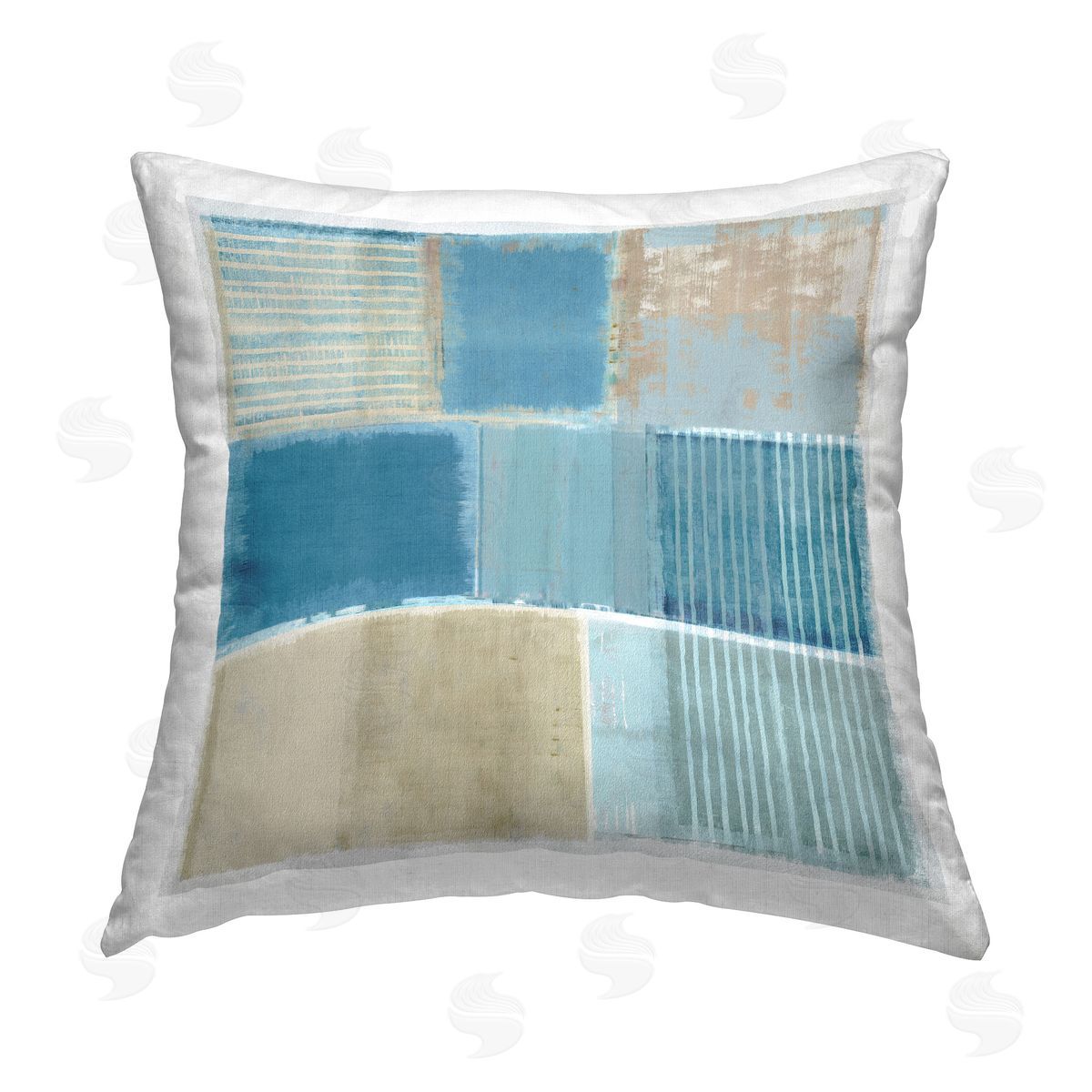 Flora Kouta Blocked Nautical Pattern Printed Plush Polyester Throw Pillow