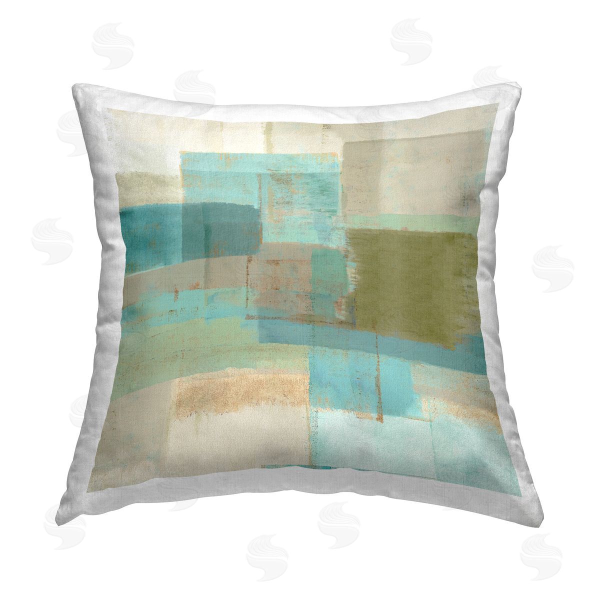 Flora Kouta Abstract Overlapping Shapes Printed Plush Polyester Throw Pillow