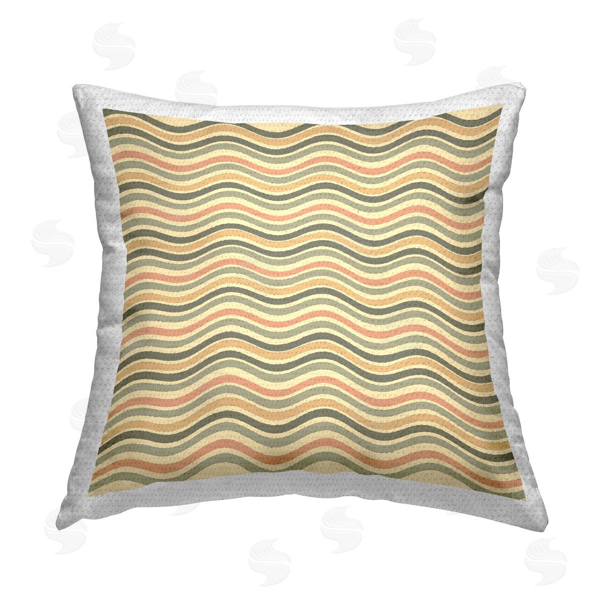 Gail Fraser Retro Wavy Pattern Outdoor Quick-Dry Polyester Printed Throw Pillow