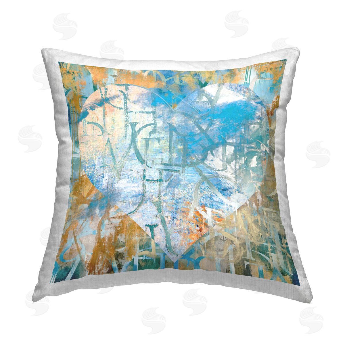 Porter Hastings Blue Typography Heart Printed Plush Polyester Throw Pillow