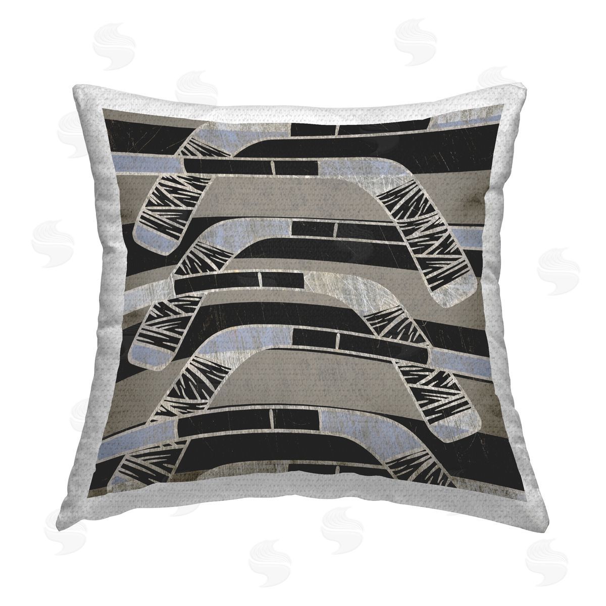 Stupell Studio Striped Hockey Sticks Outdoor Quick-Dry Polyester Printed Throw Pillow