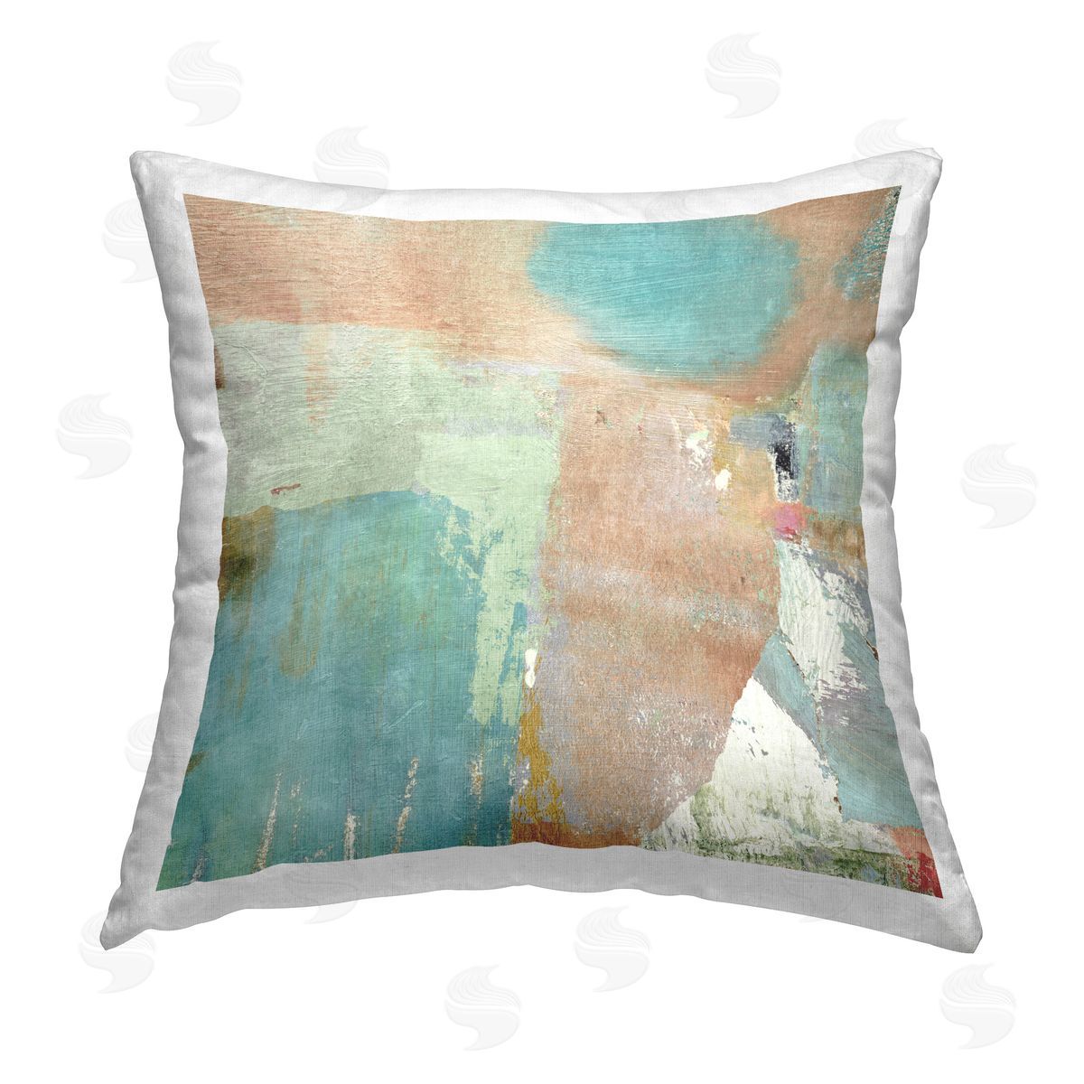 Suzanne Nicoll Blue & Tan Brushed Printed Plush Polyester Throw Pillow