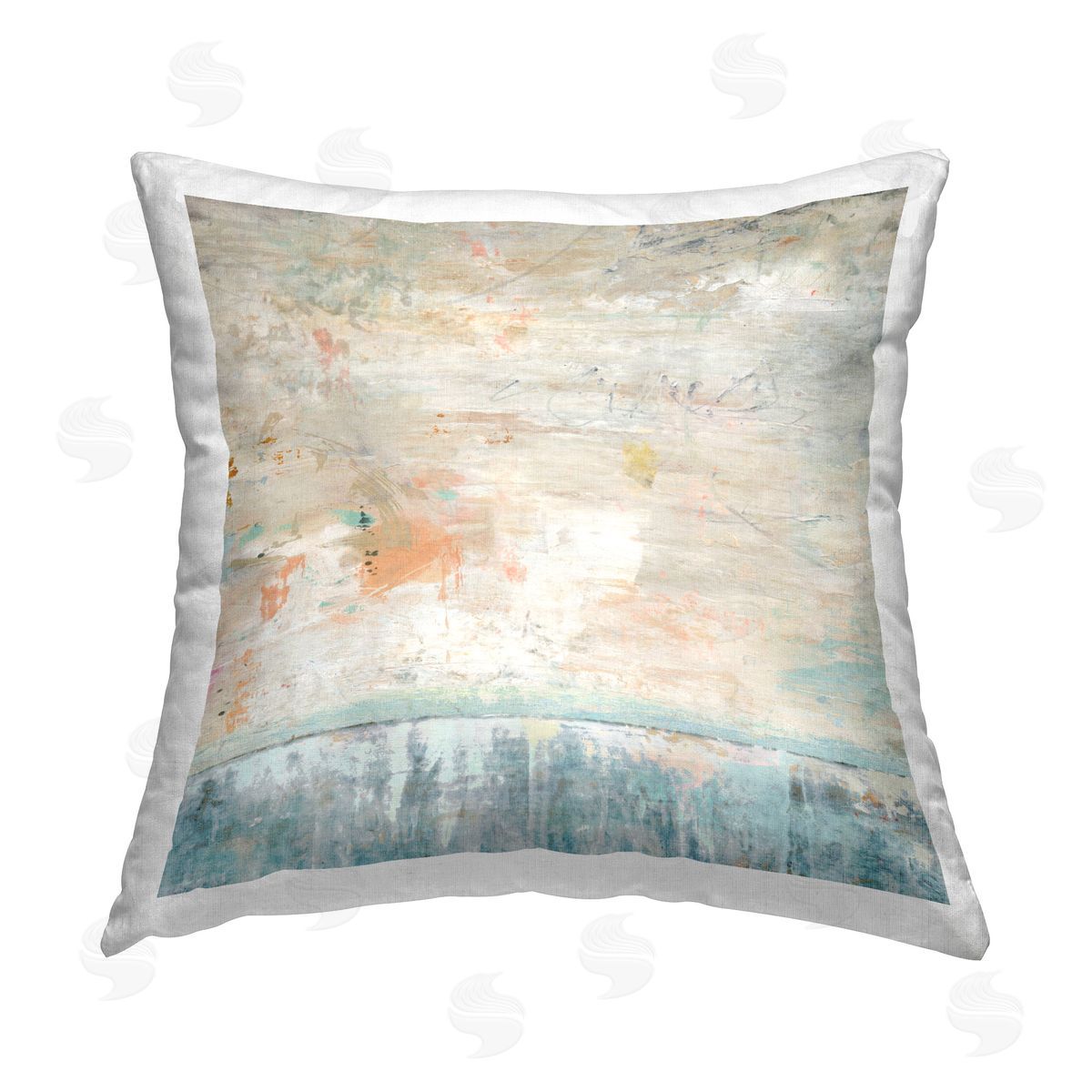 Suzanne Nicoll Beige Rustic Abstraction Printed Plush Polyester Throw Pillow