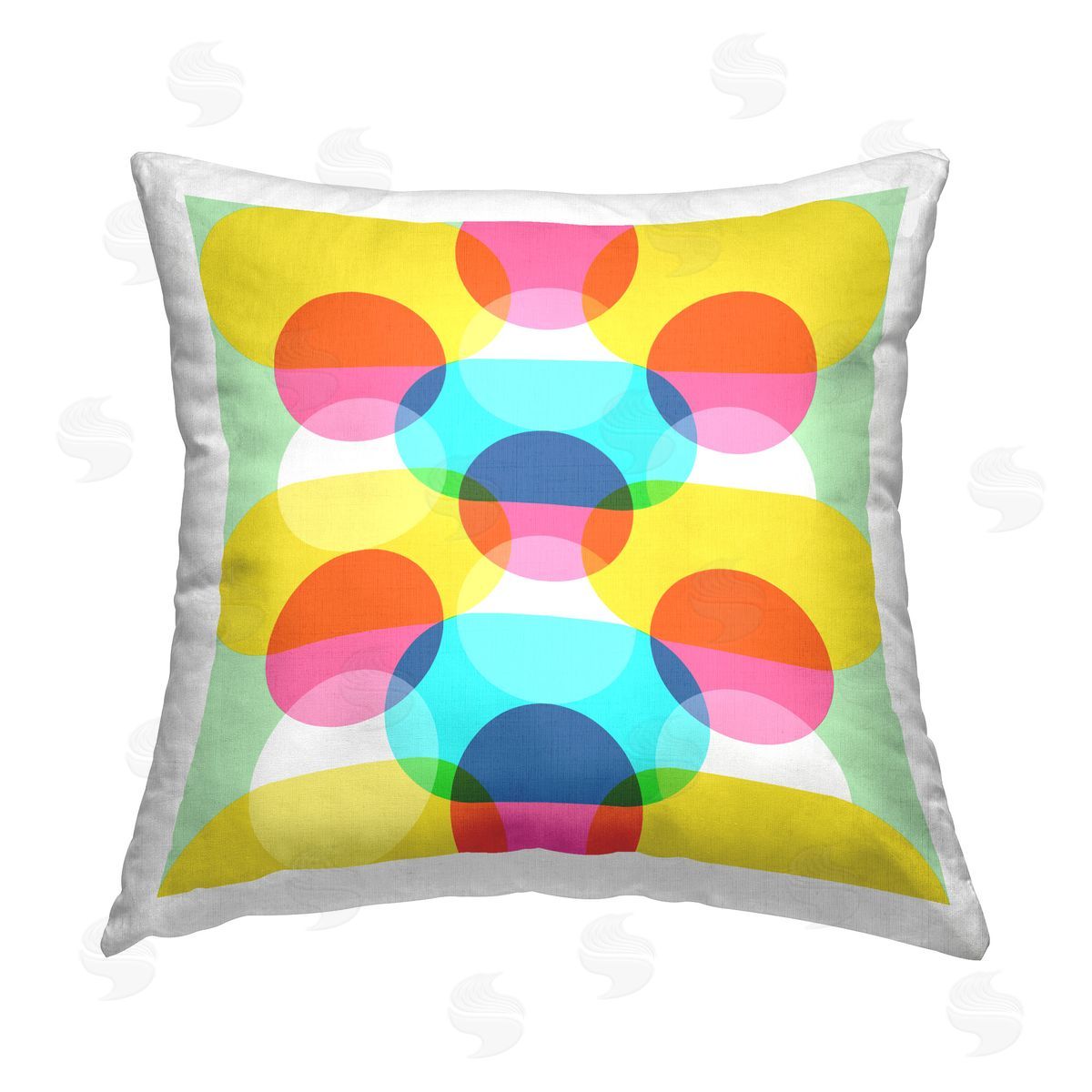 Stupell Studio Round Geometric Primaries Printed Plush Polyester Throw Pillow