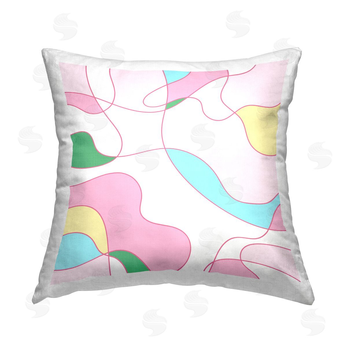 Stupell Studio Pastel Curving Doodle Shapes Printed Plush Polyester Throw Pillow