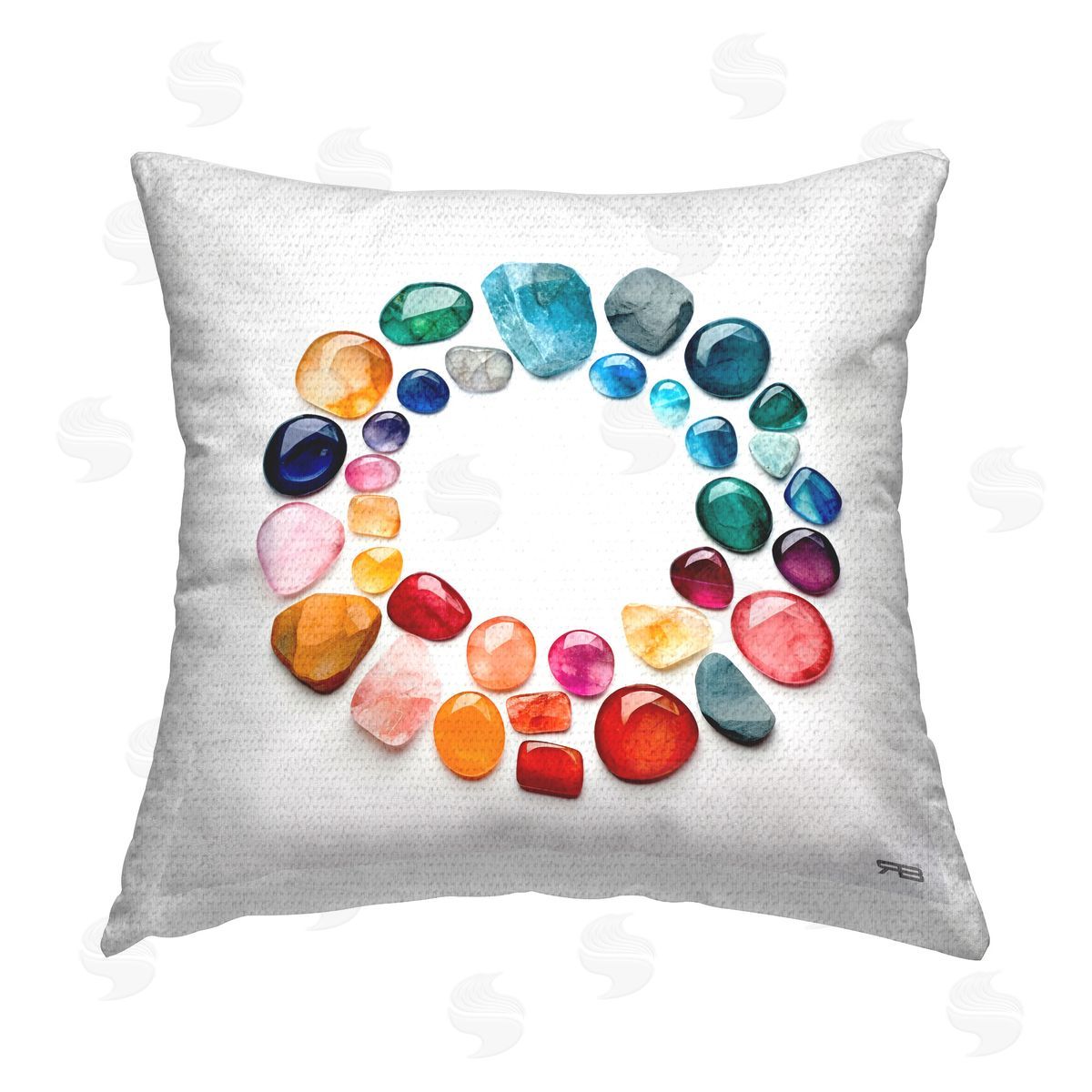 RB Birthstones in Circle Arrangement Outdoor Quick-Dry Polyester Printed Throw Pillow