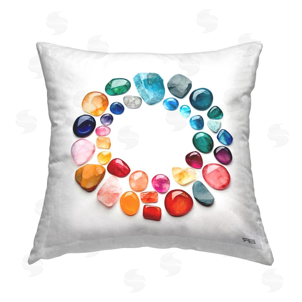 RB Birthstones in Circle Arrangement Printed Plush Polyester Throw Pillow