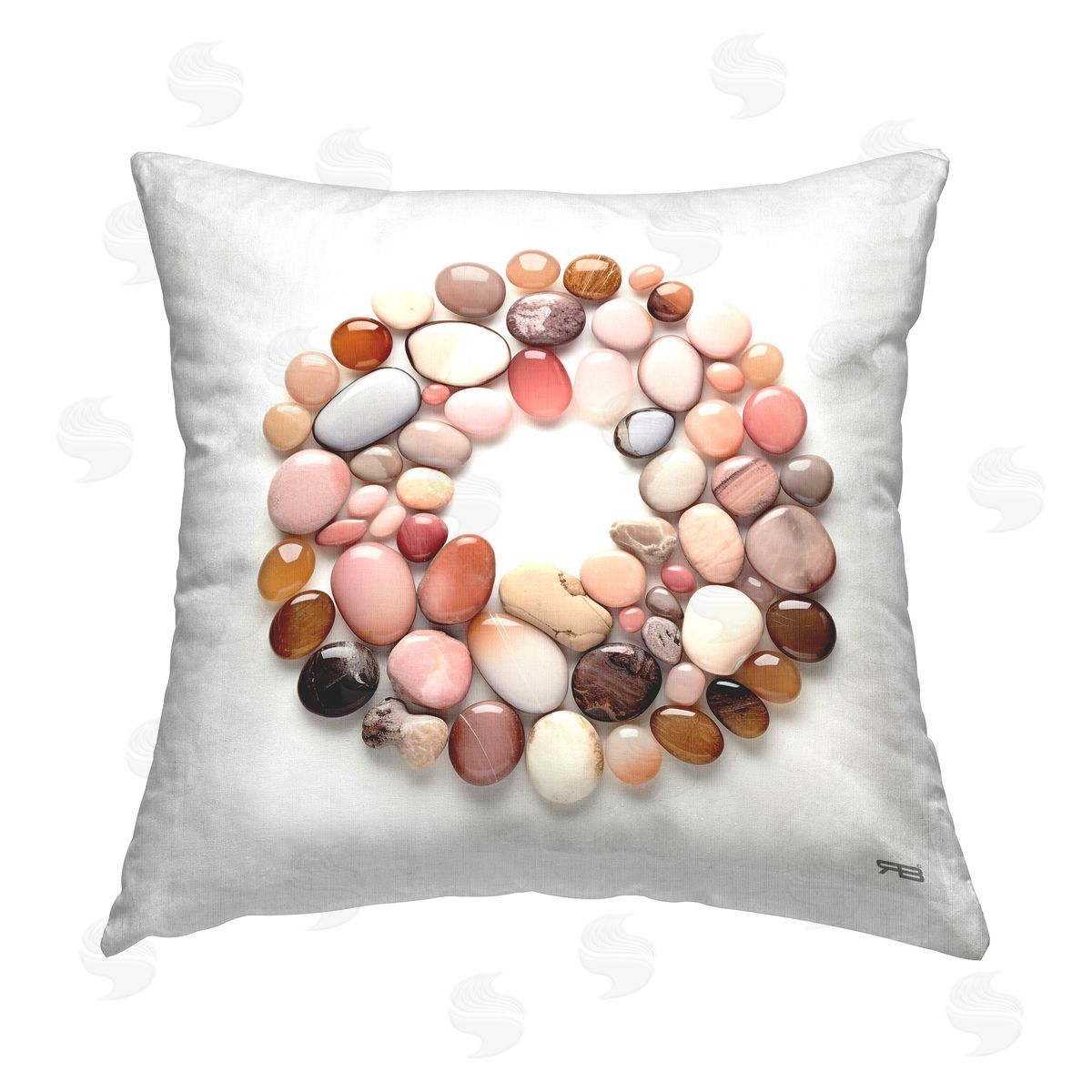 RB Natural Pebbles in Circle Printed Plush Polyester Throw Pillow