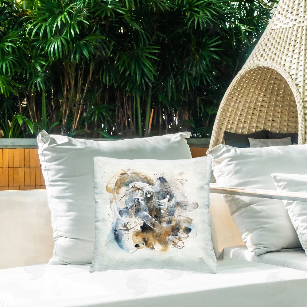 K. Nari Abstract Chaotic Collage Outdoor Quick-Dry Polyester Printed Throw Pillow in Back Yard