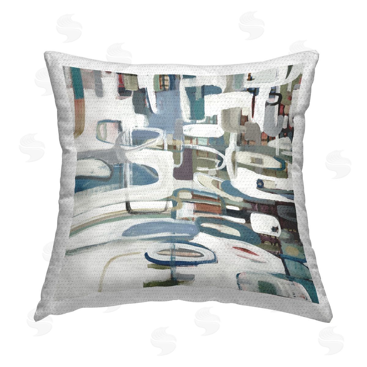 Lisa Ridgers Blue & White Shapes Outdoor Quick-Dry Polyester Printed Throw Pillow