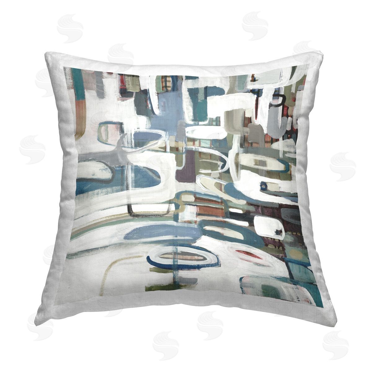 Lisa Ridgers Blue & White Shapes Printed Plush Polyester Throw Pillow