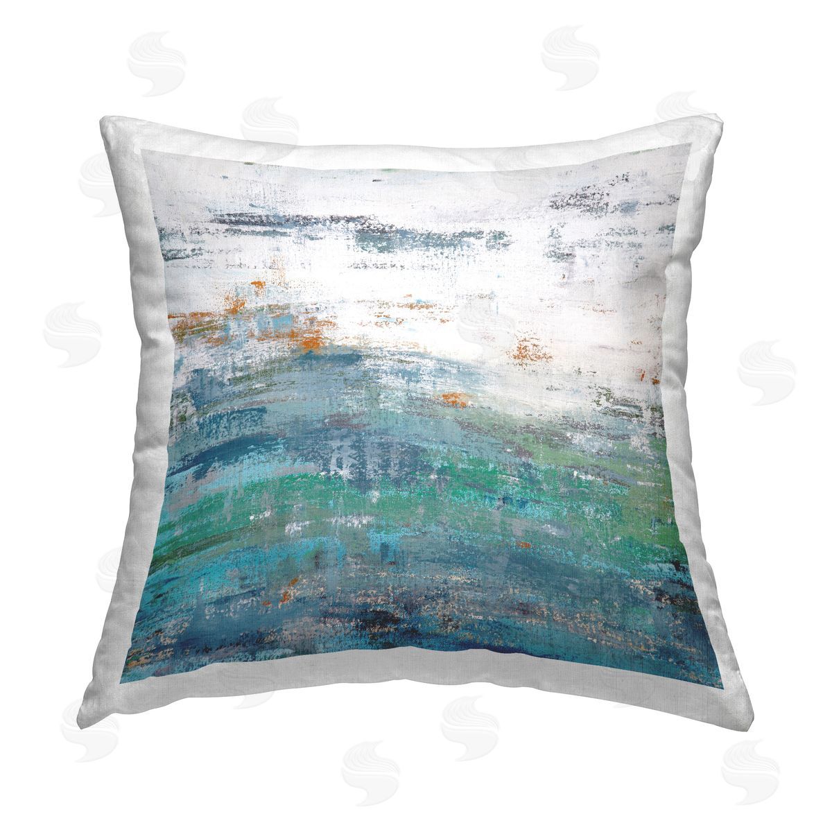 Hilary Winfield Brushed Blue & White Printed Plush Polyester Throw Pillow