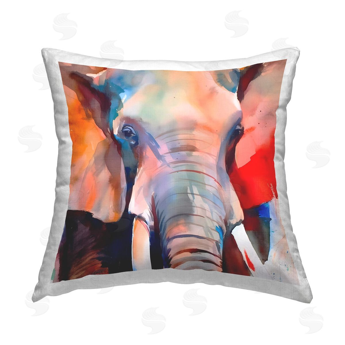 Walker Noble Modern Hued Elephant Printed Plush Polyester Throw Pillow