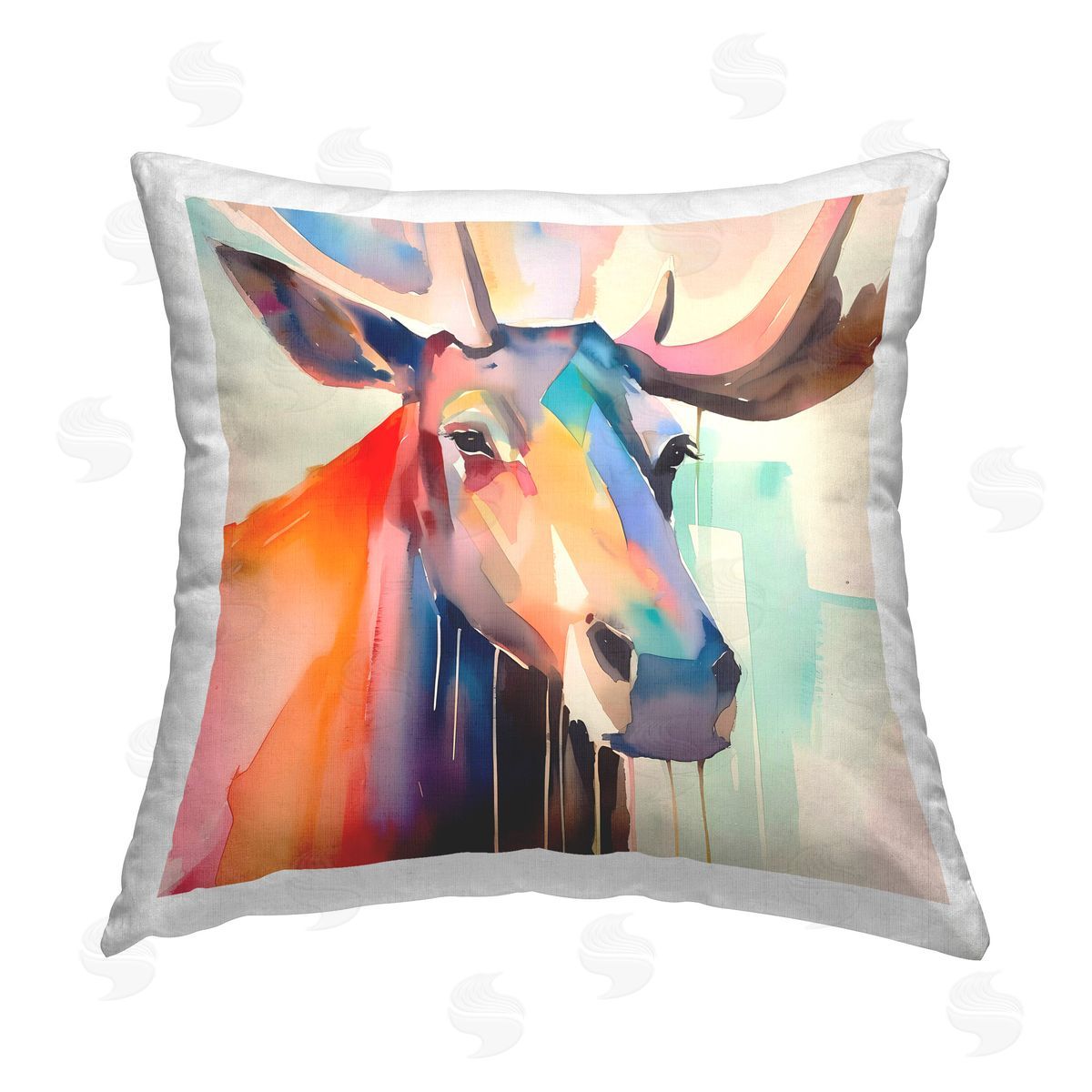 Walker Noble Modern Moose Abstraction Printed Plush Polyester Throw Pillow