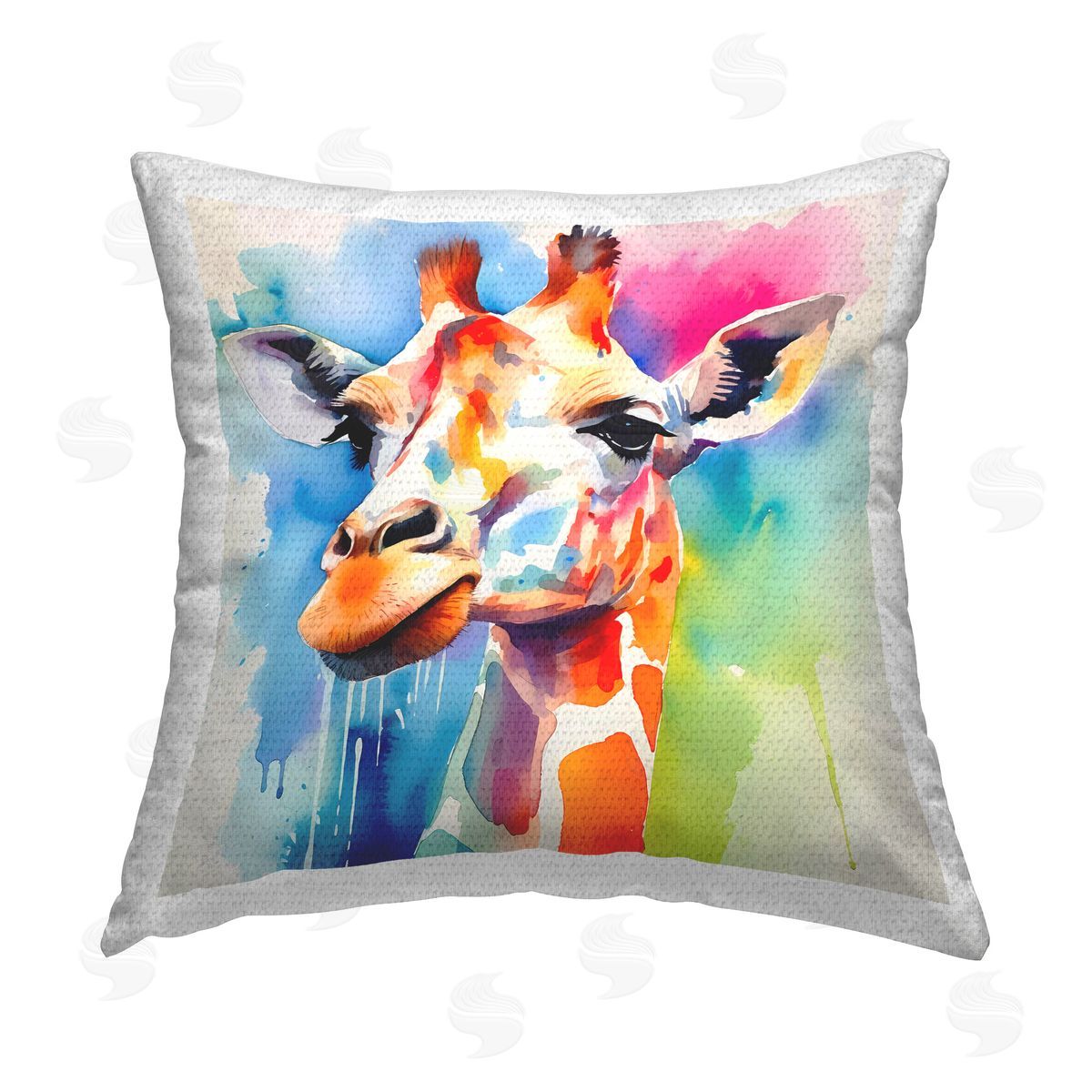 Walker Noble Giraffe with Bold Splash Outdoor Quick-Dry Polyester Printed Throw Pillow