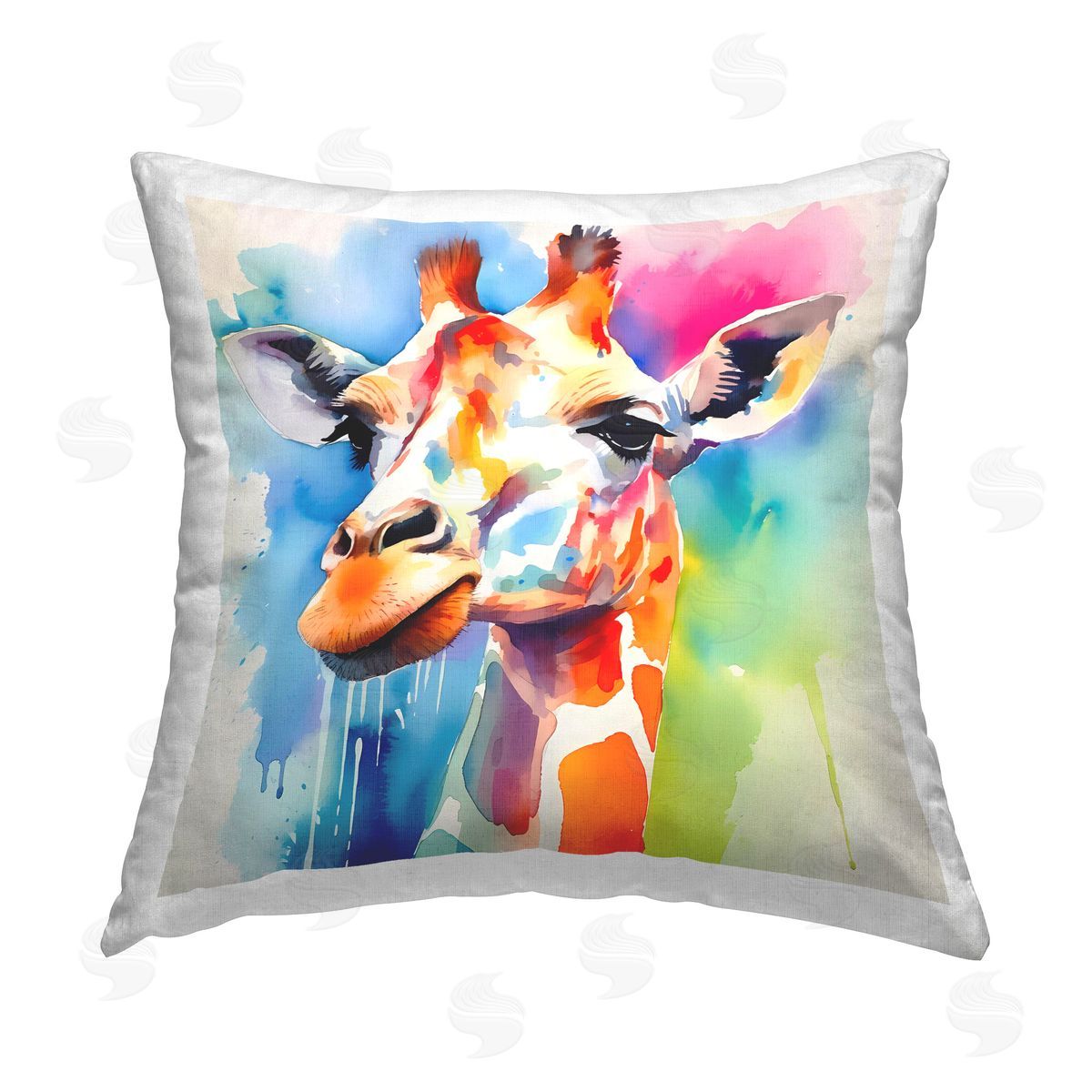 Walker Noble Giraffe with Bold Splash Printed Plush Polyester Throw Pillow