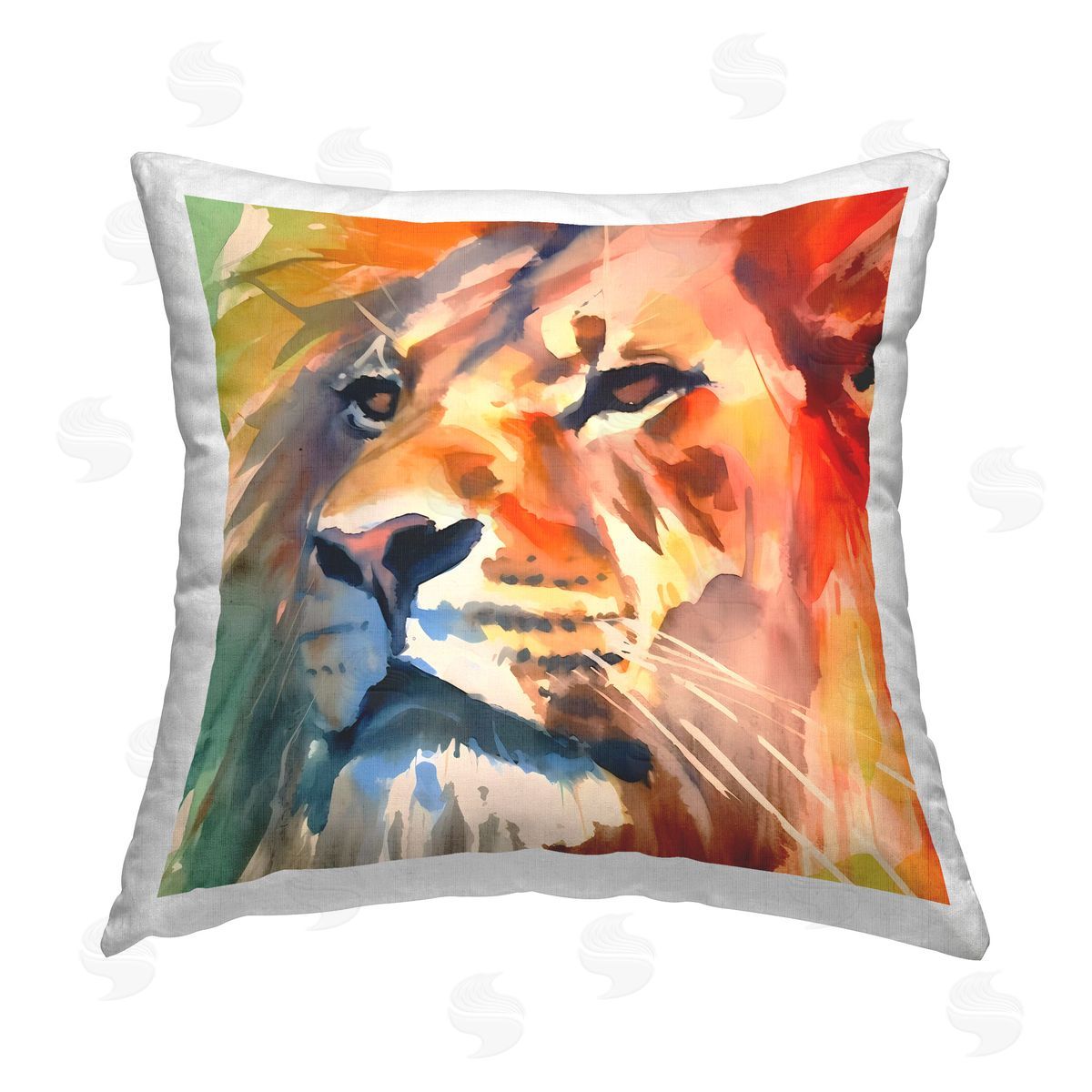 Walker Noble Fierce Lion Face Printed Plush Polyester Throw Pillow