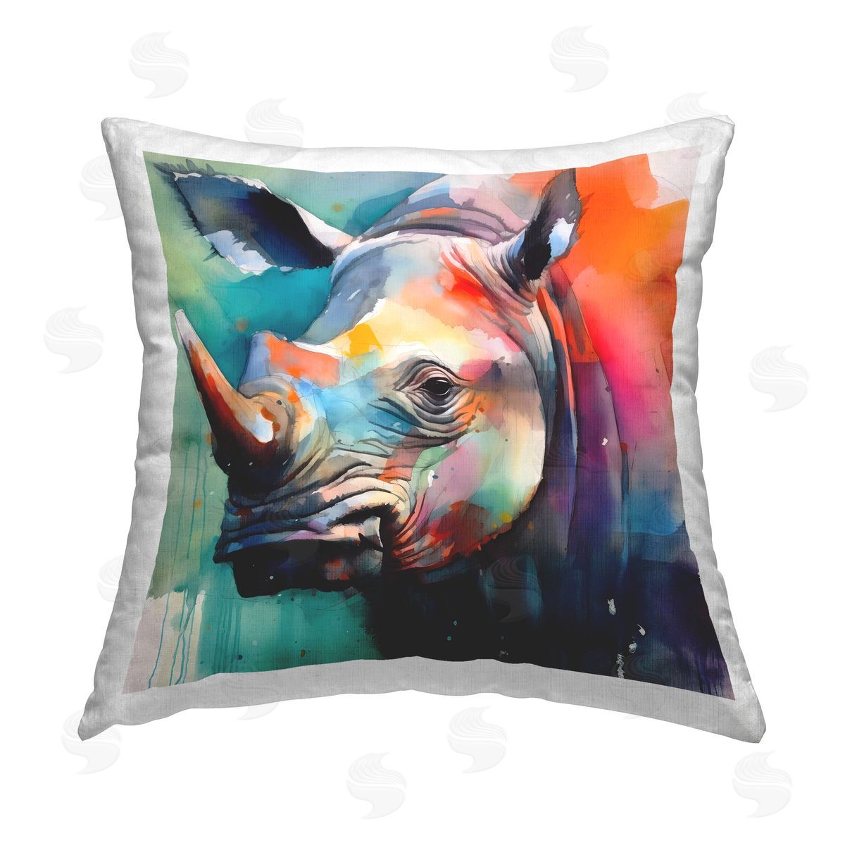 Walker Noble Modern Hue Rhino Printed Plush Polyester Throw Pillow