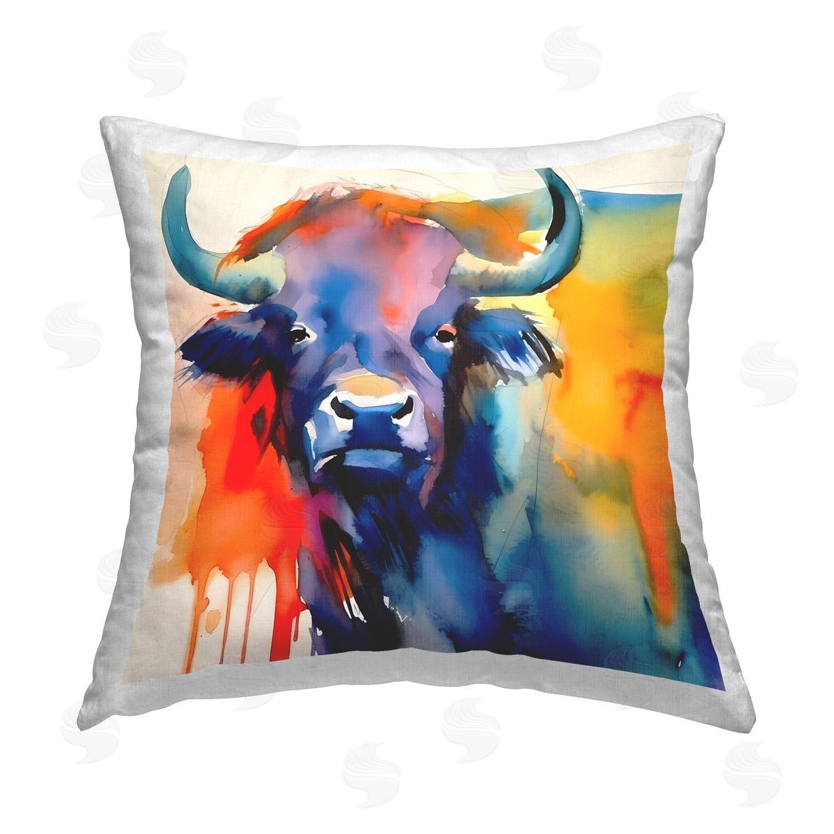 Walker Noble Longhorn Abstract Hues Printed Plush Polyester Throw Pillow