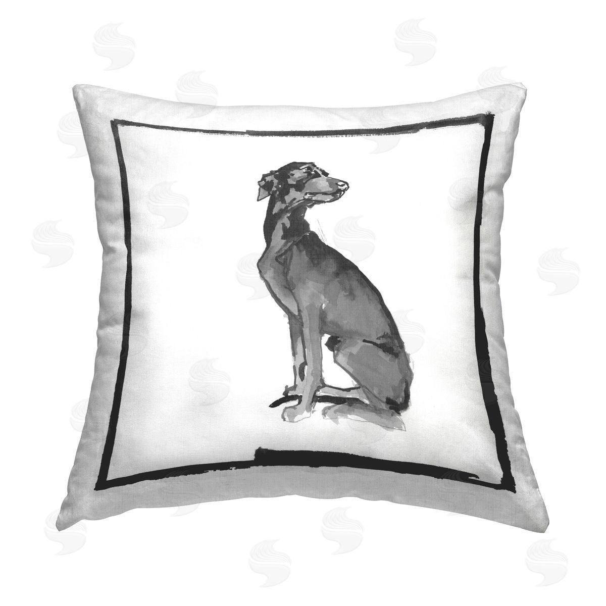 cartissi Minimal Dog Gazing Printed Plush Polyester Throw Pillow