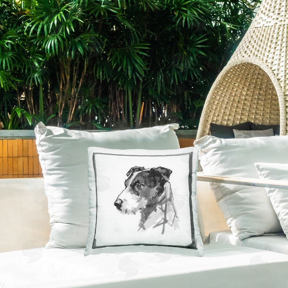 cartissi Jack Russell Portrait Outdoor Quick-Dry Polyester Printed Throw Pillow in Back Yard