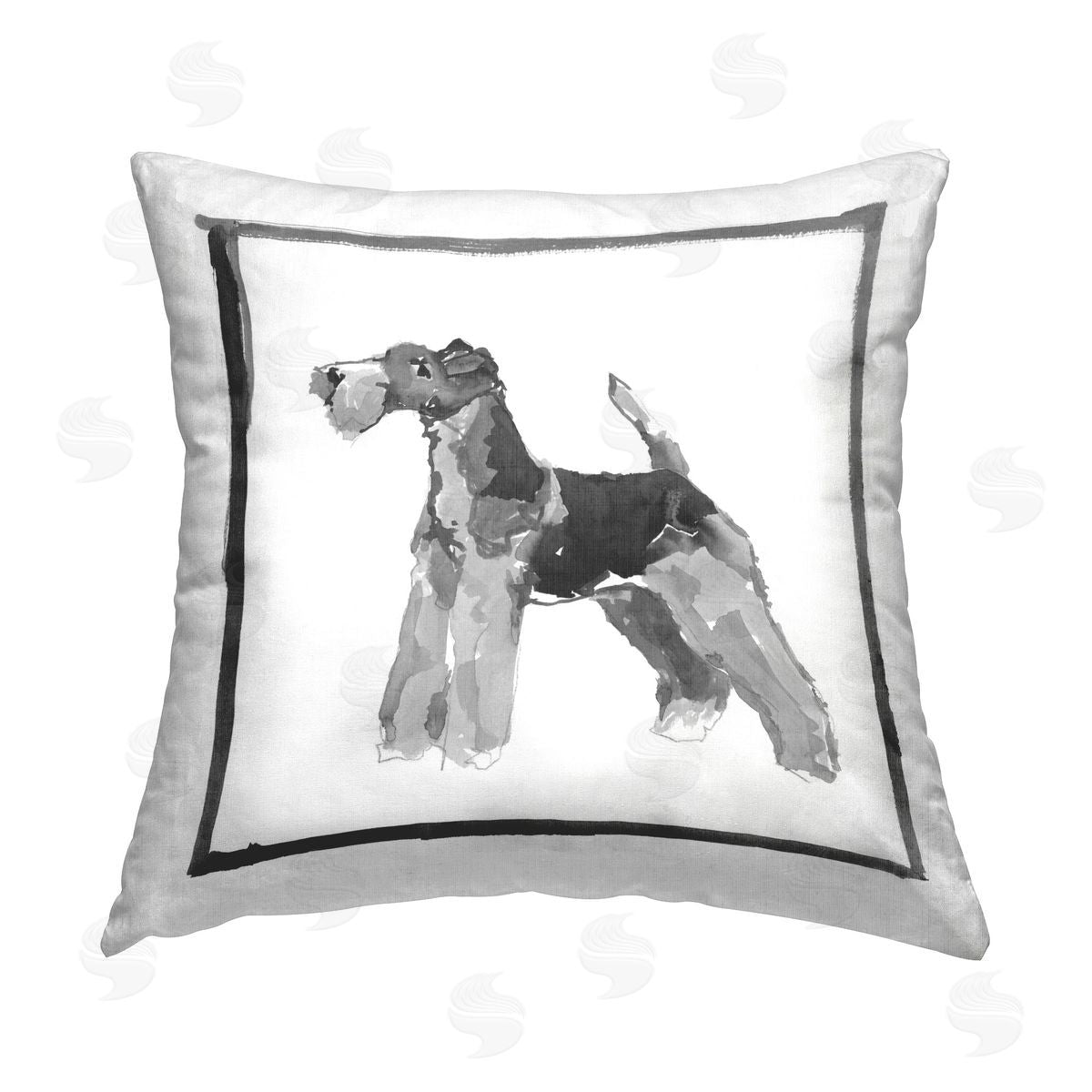 cartissi Minimal Airedale Terrier Printed Plush Polyester Throw Pillow