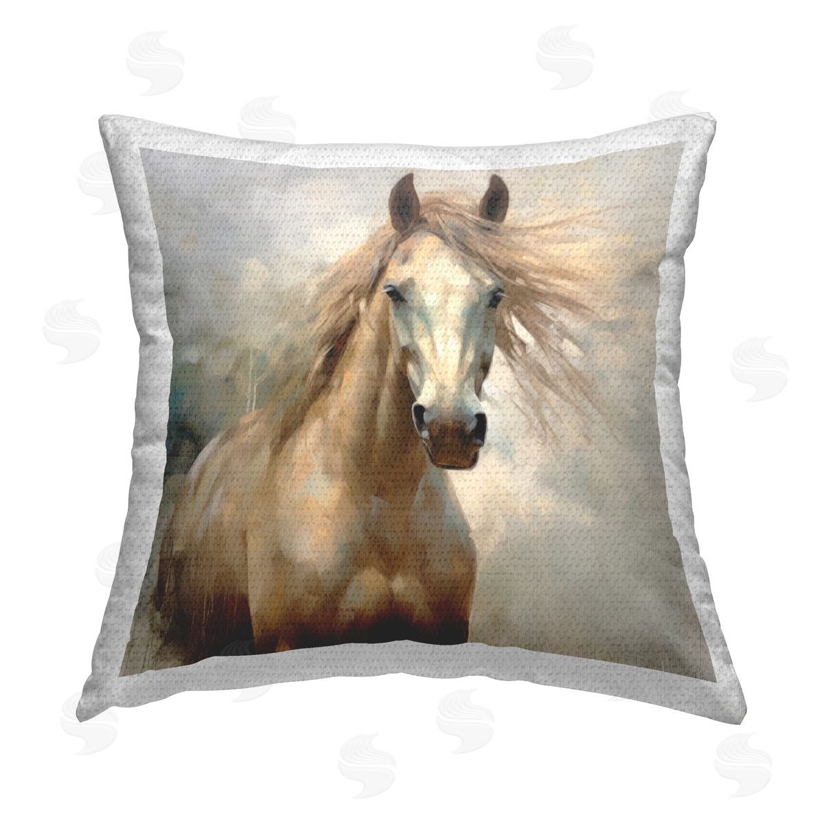 Irena Orlov Traditional Tan Horse Outdoor Quick-Dry Polyester Printed Throw Pillow