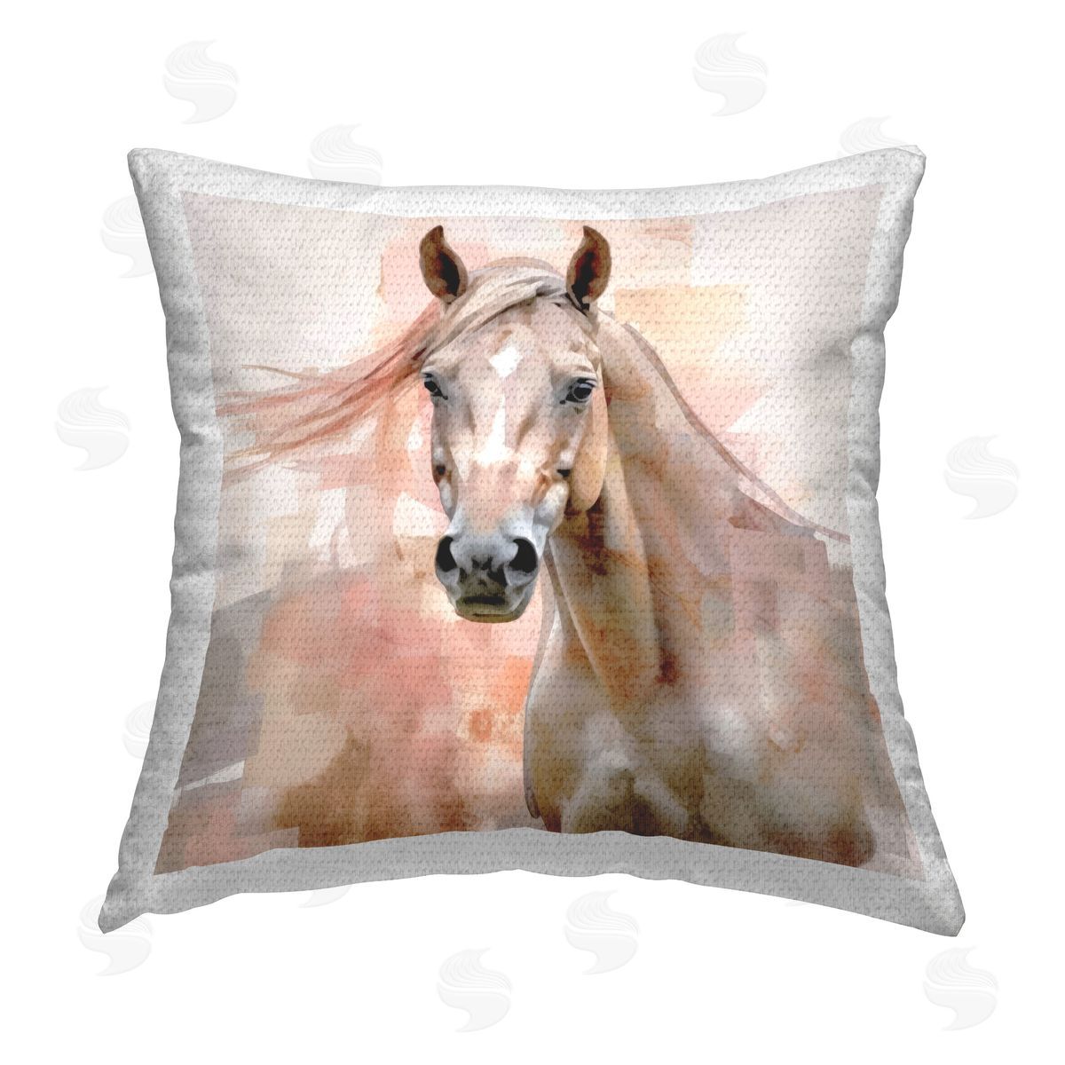 Irena Orlov Subtle Grey Horse Outdoor Quick-Dry Polyester Printed Throw Pillow