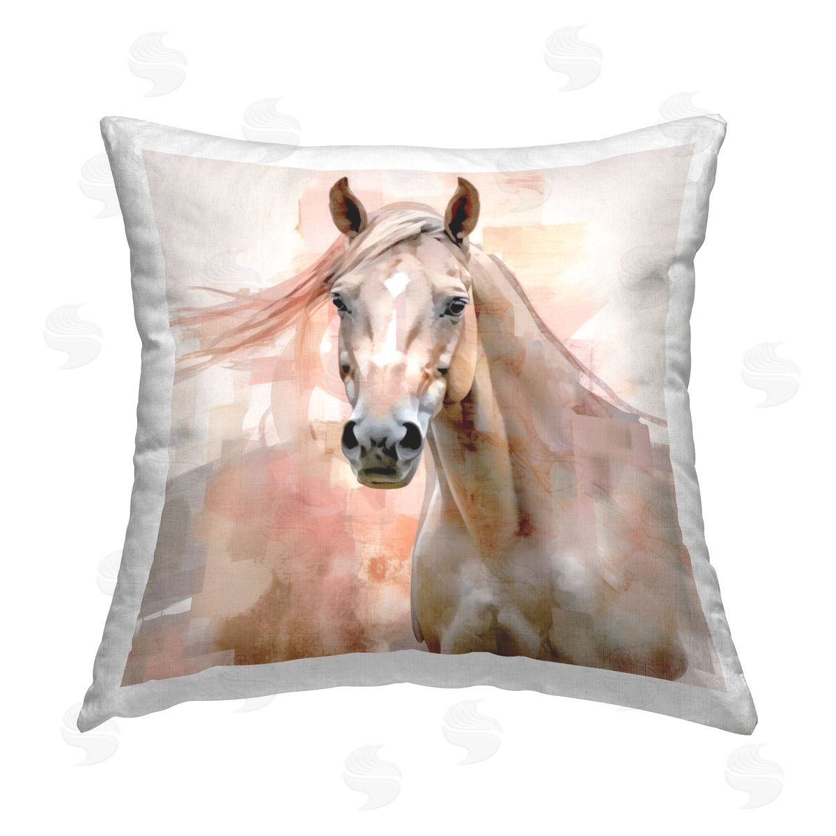 Irena Orlov Subtle Grey Horse Printed Plush Polyester Throw Pillow
