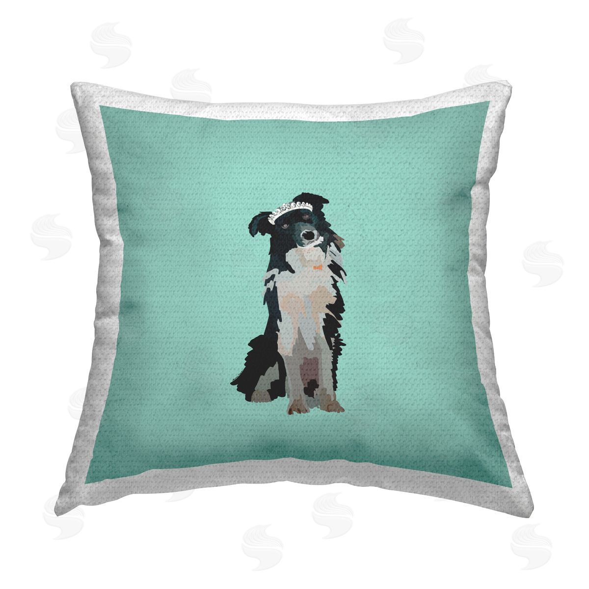 Amelia Noyes Collie with Tiara Outdoor Quick-Dry Polyester Printed Throw Pillow