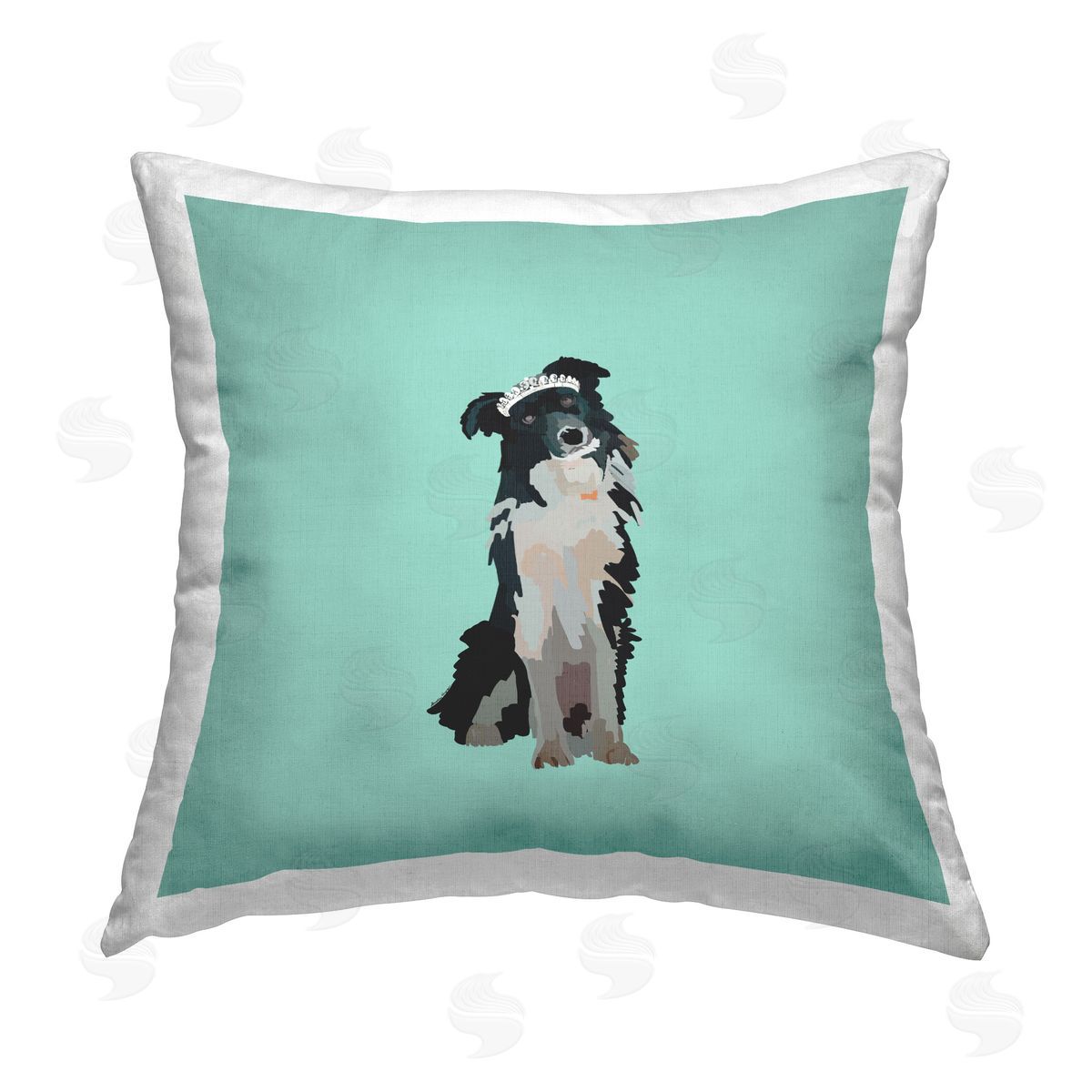 Amelia Noyes Collie with Tiara Printed Plush Polyester Throw Pillow
