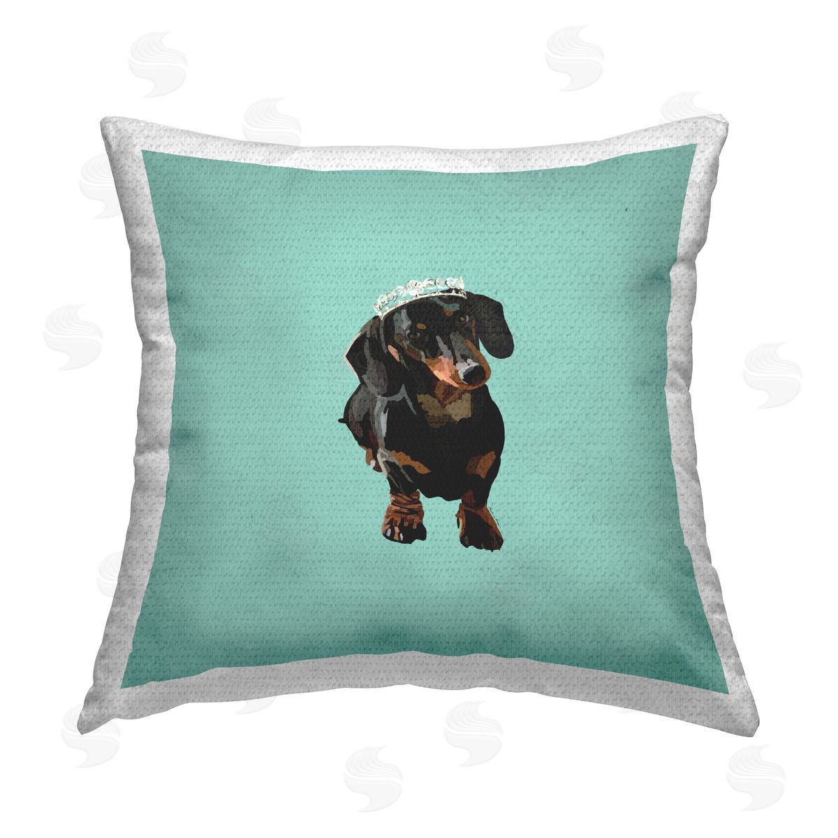 Amelia Noyes Royal Dachshund on Turquoise Outdoor Quick-Dry Polyester Printed Throw Pillow