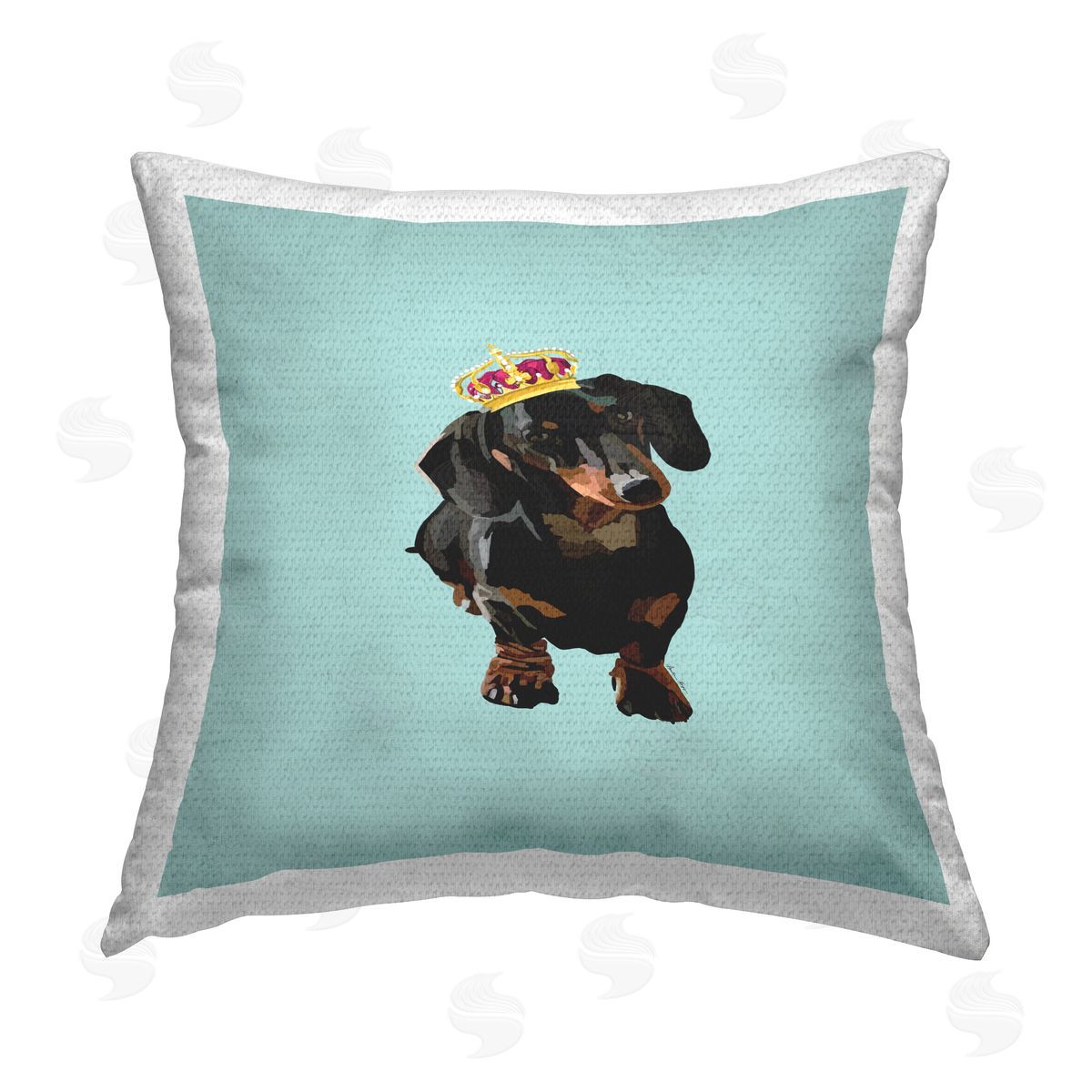 Amelia Noyes Crowned Royal Dachshund Outdoor Quick-Dry Polyester Printed Throw Pillow