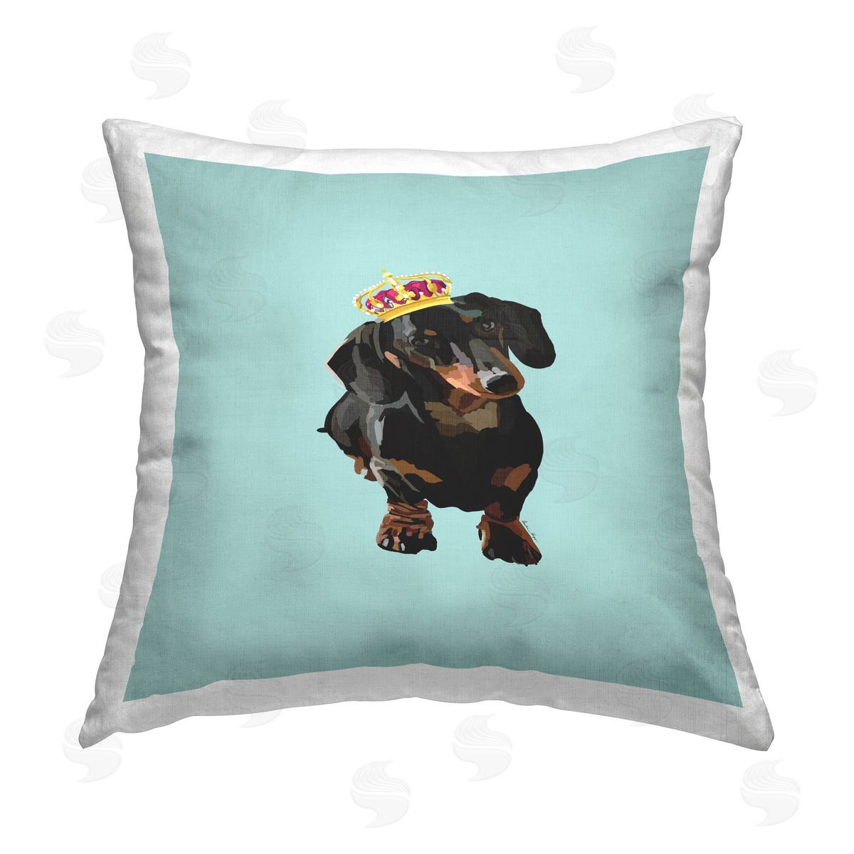 Amelia Noyes Crowned Royal Dachshund Printed Plush Polyester Throw Pillow