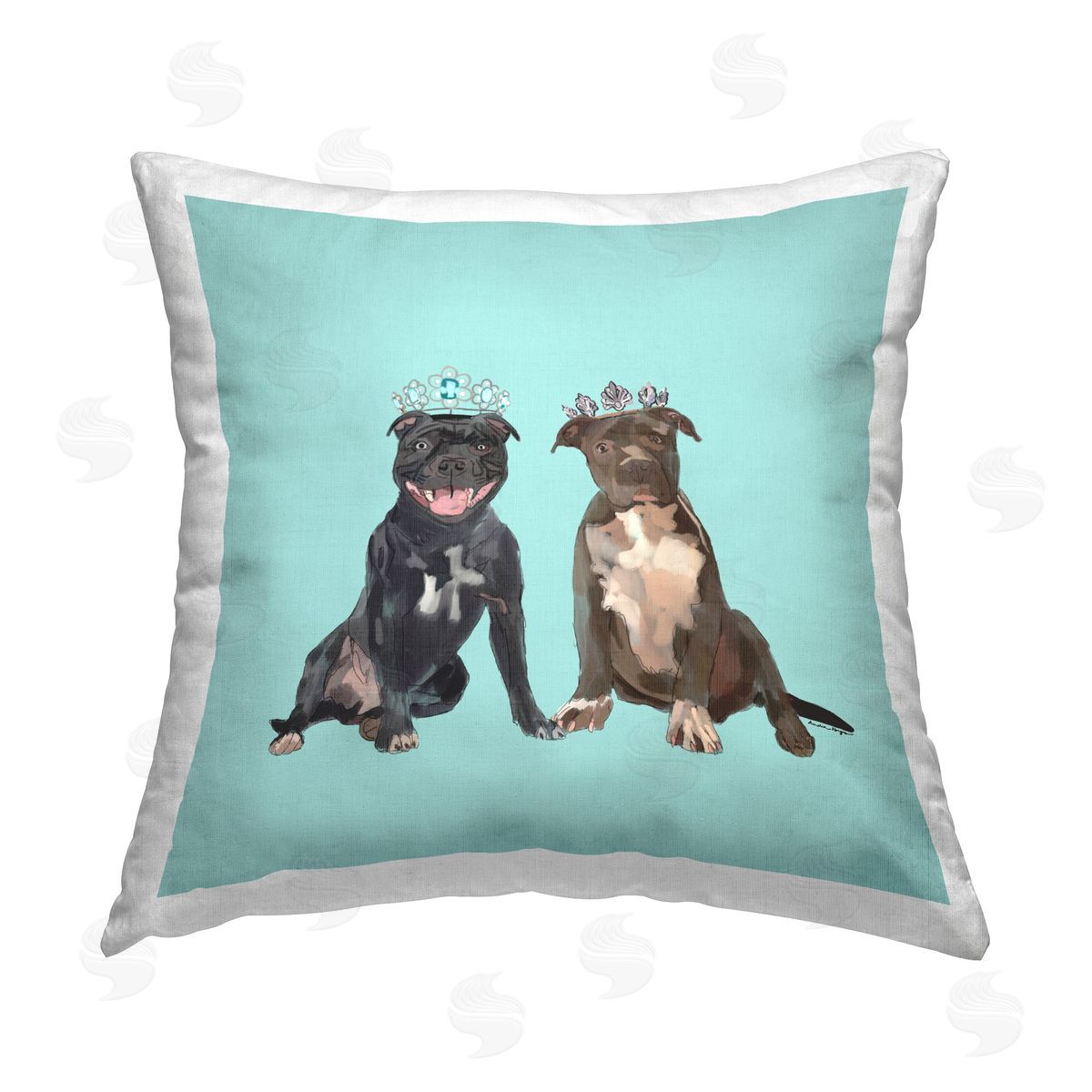 Amelia Noyes Twin Royal Pit Bulls Printed Plush Polyester Throw Pillow