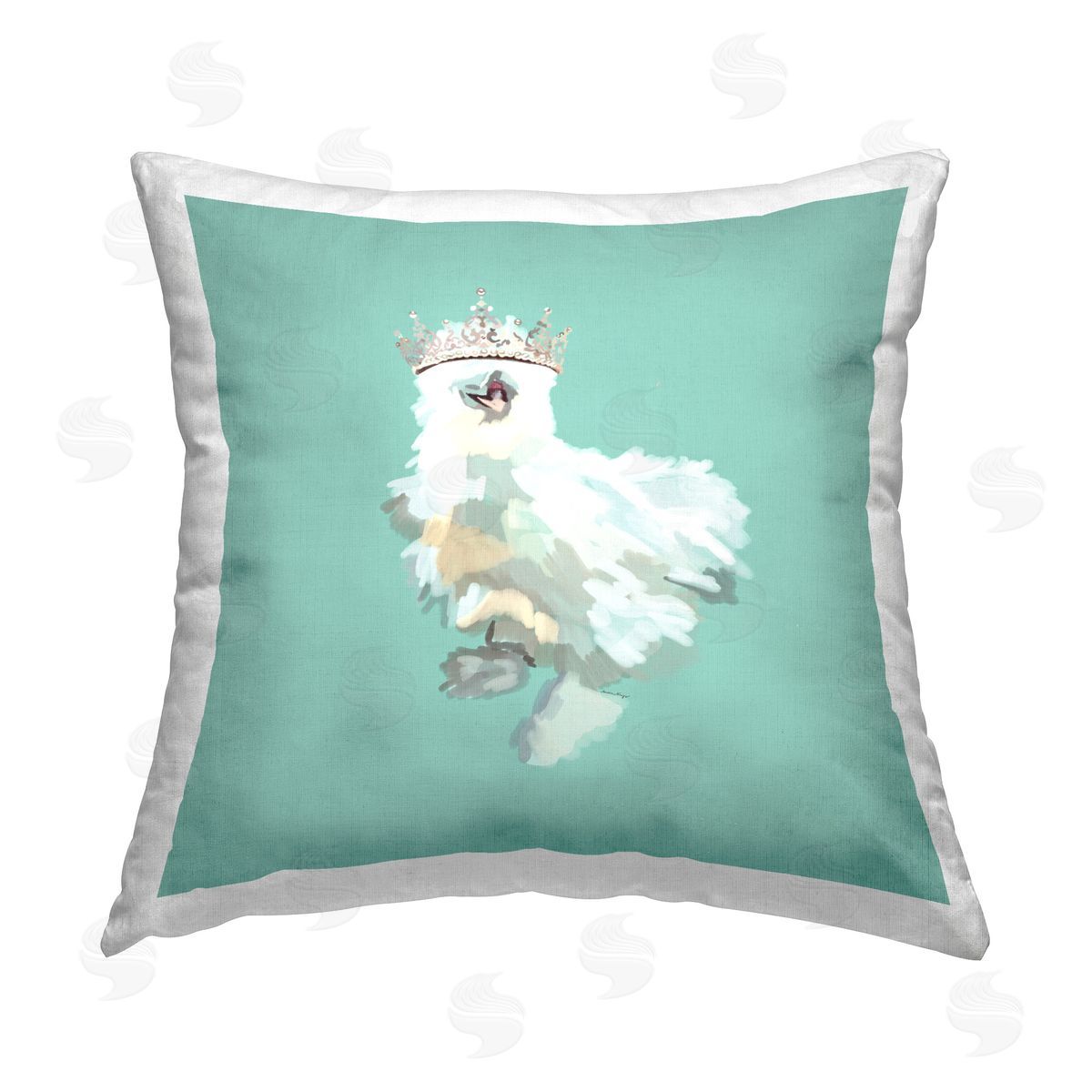 Amelia Noyes Royal Silkie Chicken Printed Plush Polyester Throw Pillow