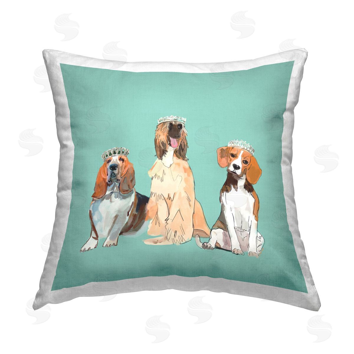 Amelia Noyes Crowned Dog Trio Printed Plush Polyester Throw Pillow