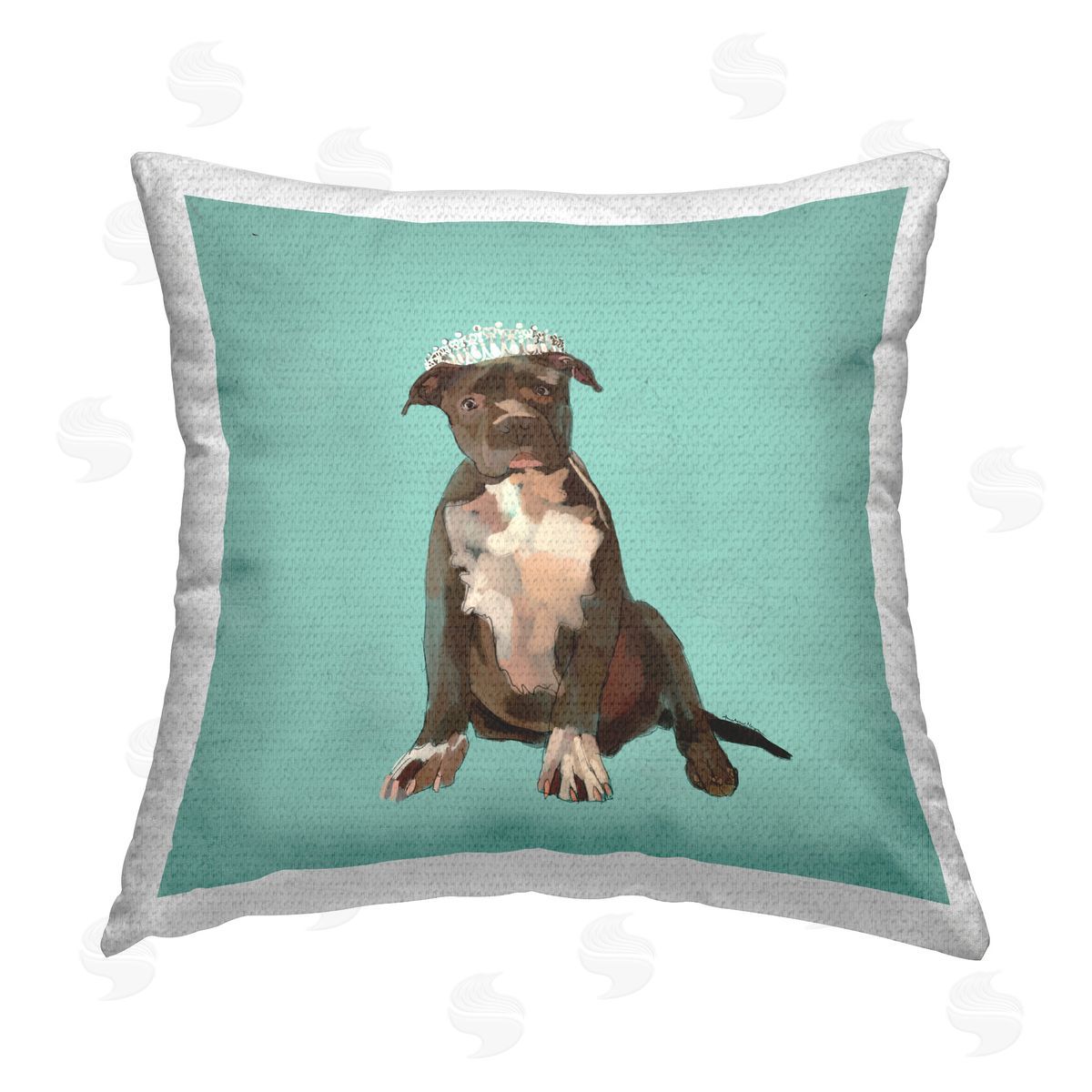 Amelia Noyes Pit Bull in Tiara Outdoor Quick-Dry Polyester Printed Throw Pillow