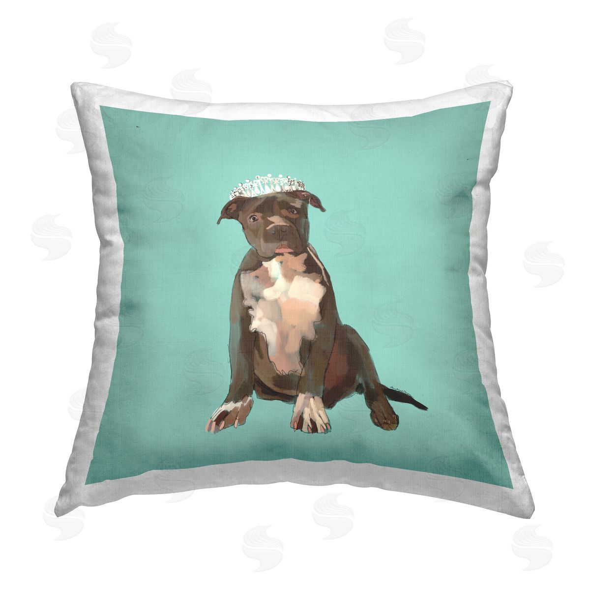 Amelia Noyes Pit Bull in Tiara Printed Plush Polyester Throw Pillow