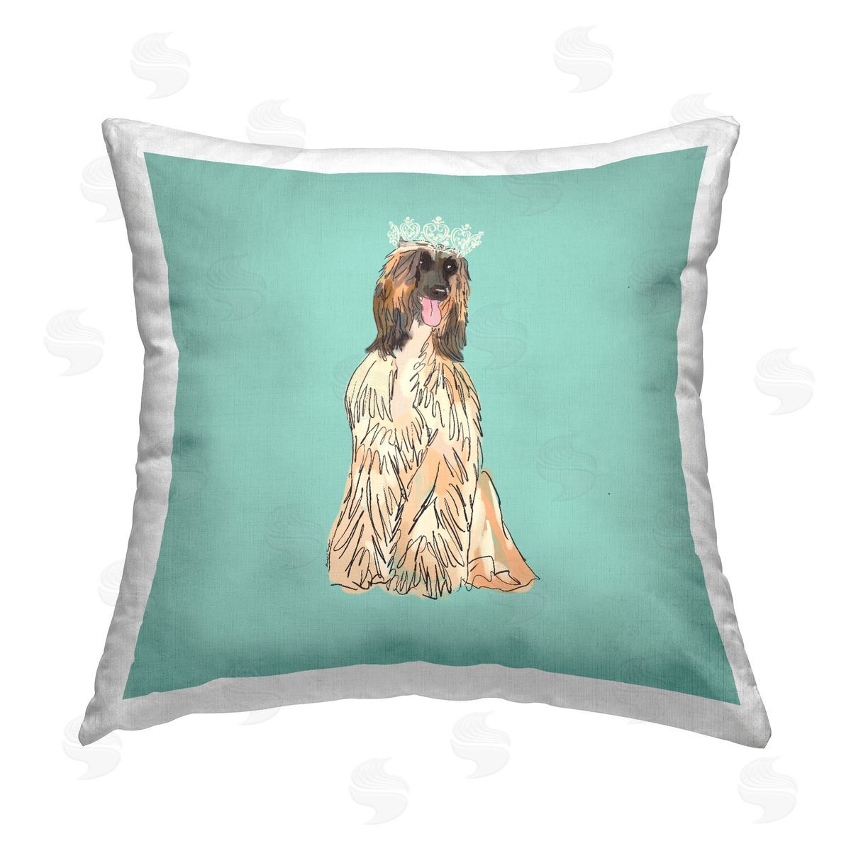 Amelia Noyes Elegant Dog & Tiara Printed Plush Polyester Throw Pillow