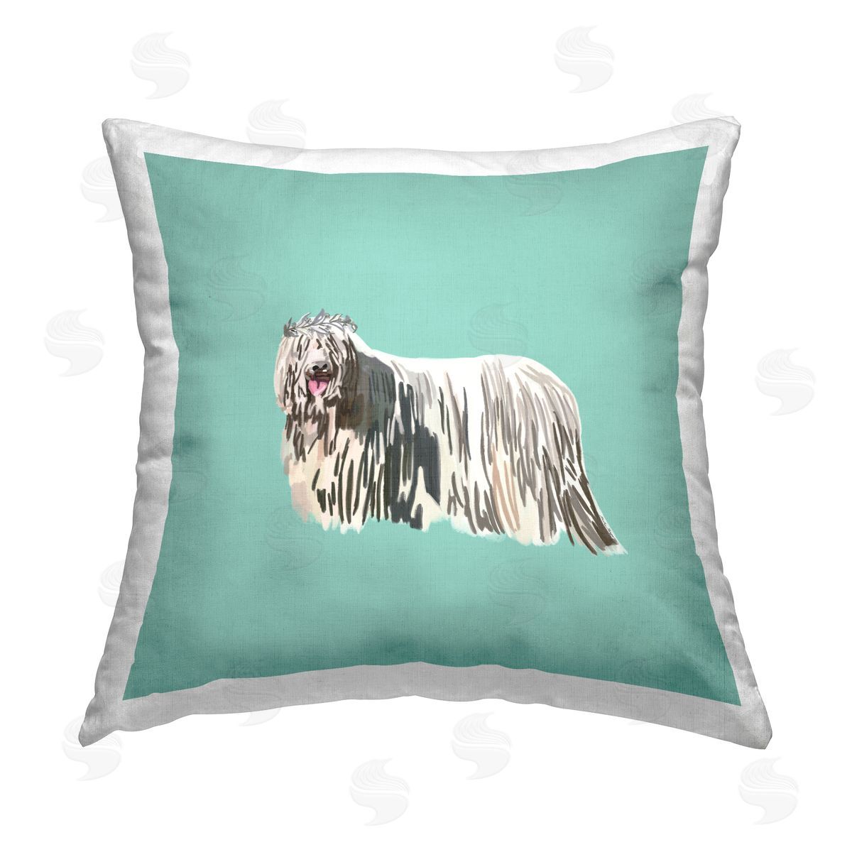 Amelia Noyes Elegant Smiling Dog Printed Plush Polyester Throw Pillow
