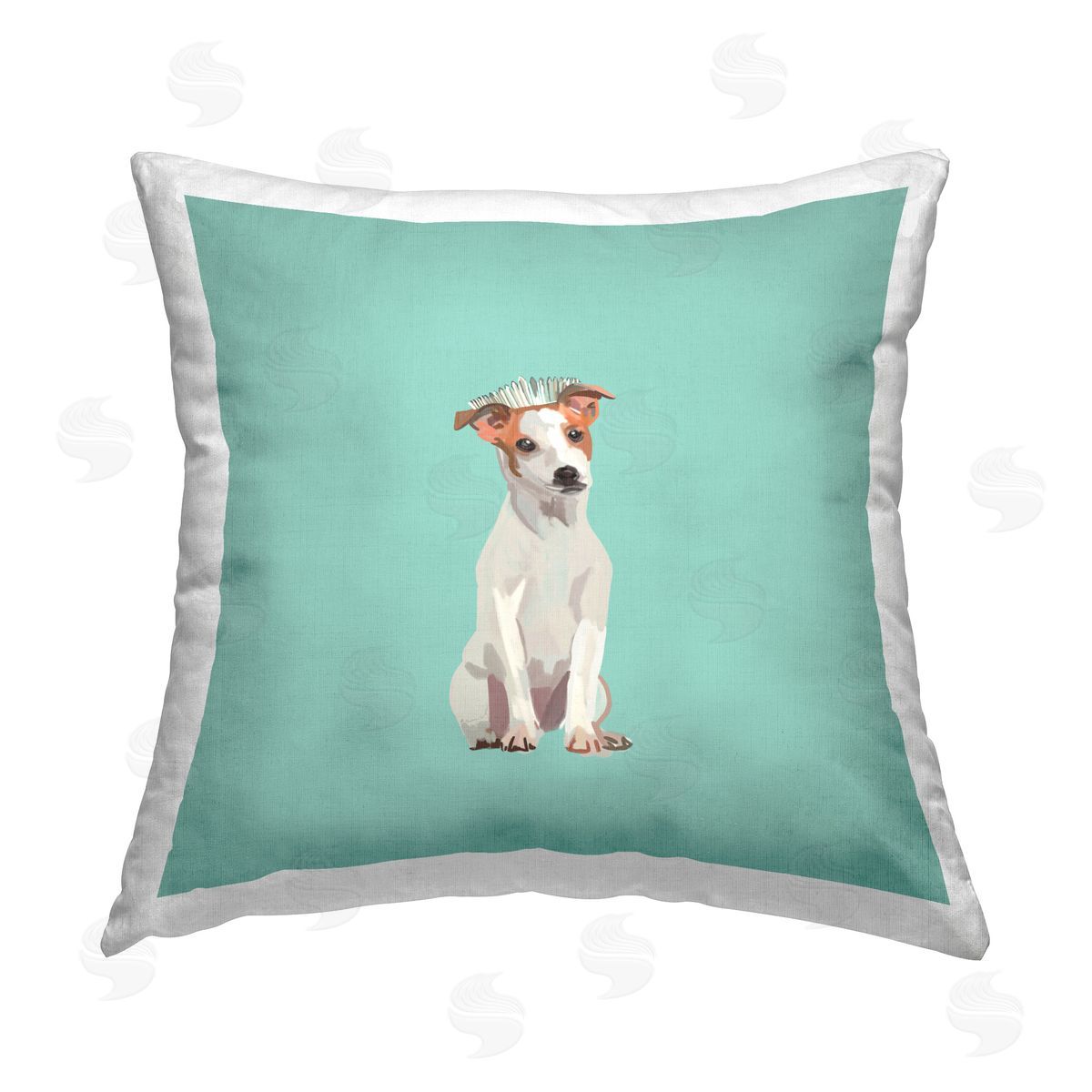 Amelia Noyes Elegant Puppy with Crown Printed Plush Polyester Throw Pillow