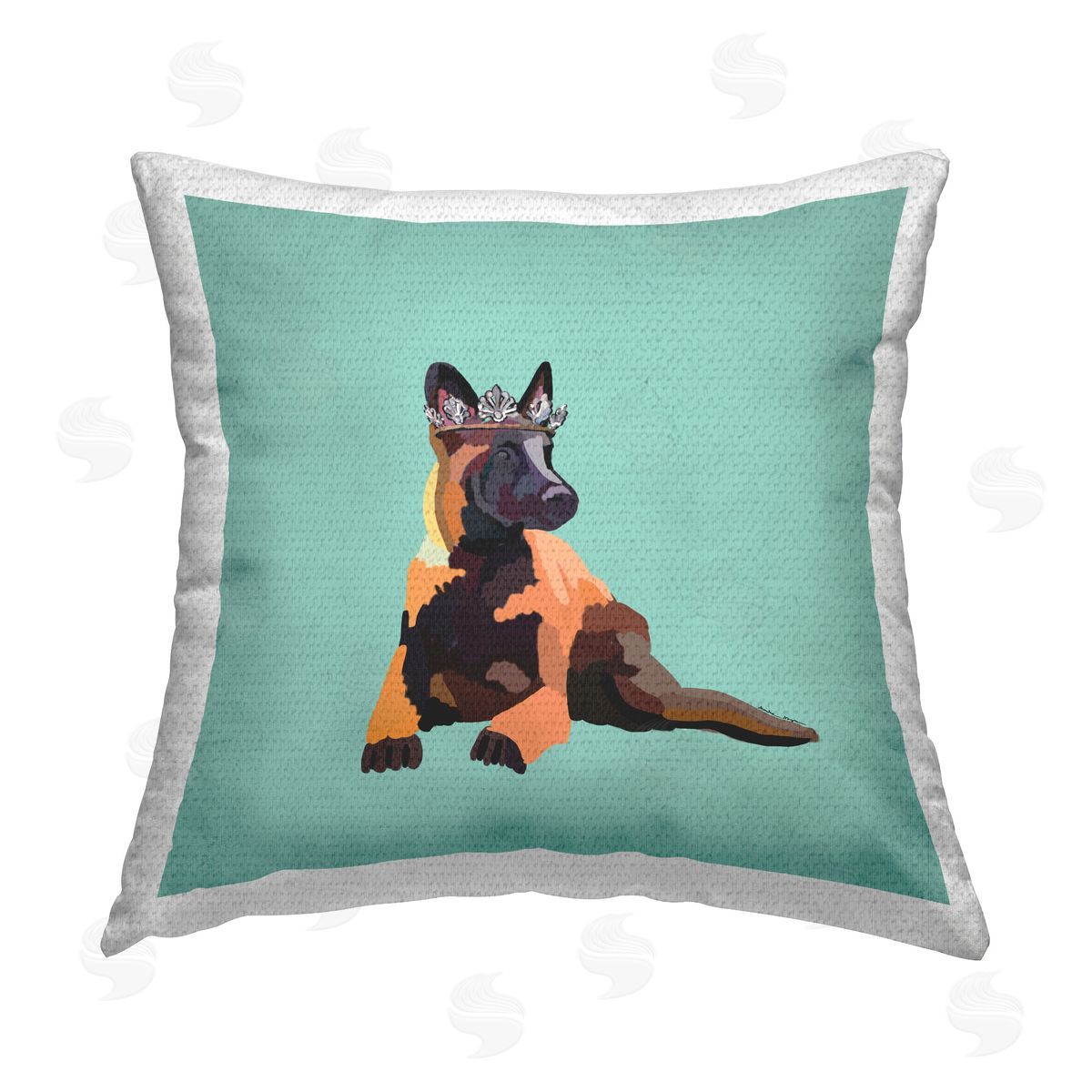 Amelia Noyes German Shepherd & Crown Outdoor Quick-Dry Polyester Printed Throw Pillow