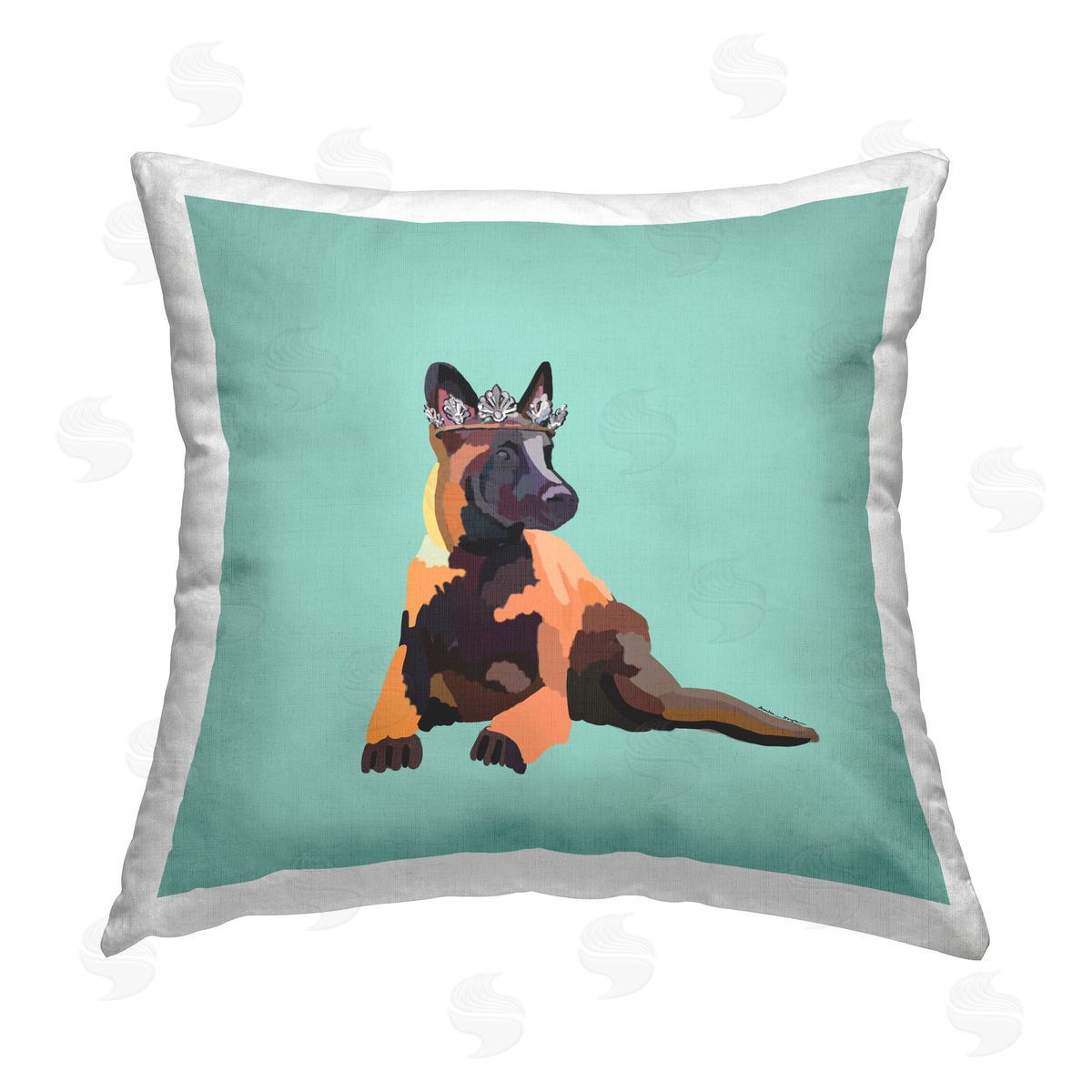 Amelia Noyes German Shepherd & Crown Printed Plush Polyester Throw Pillow